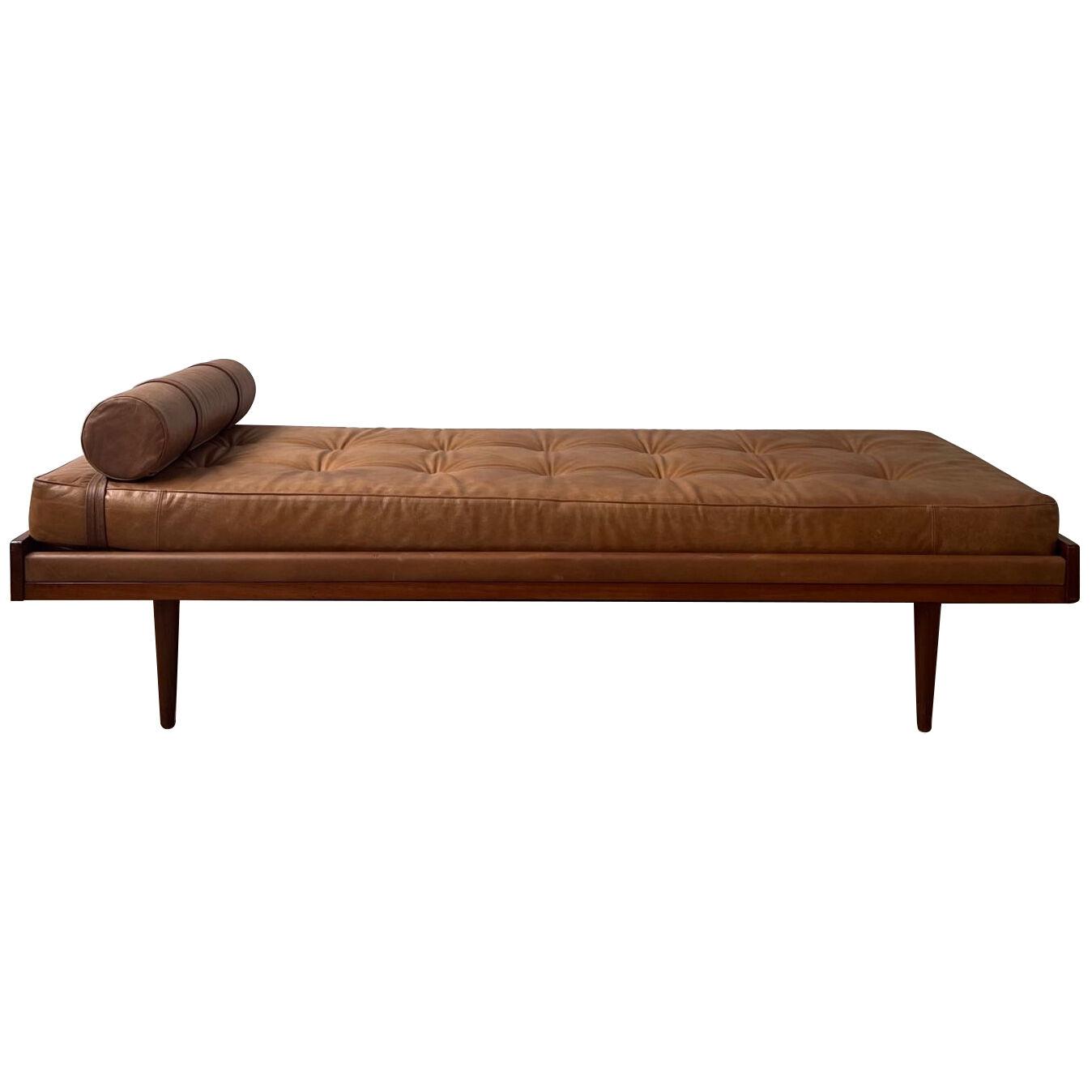 Danish Mid-Century Teak and Leather Day Bed