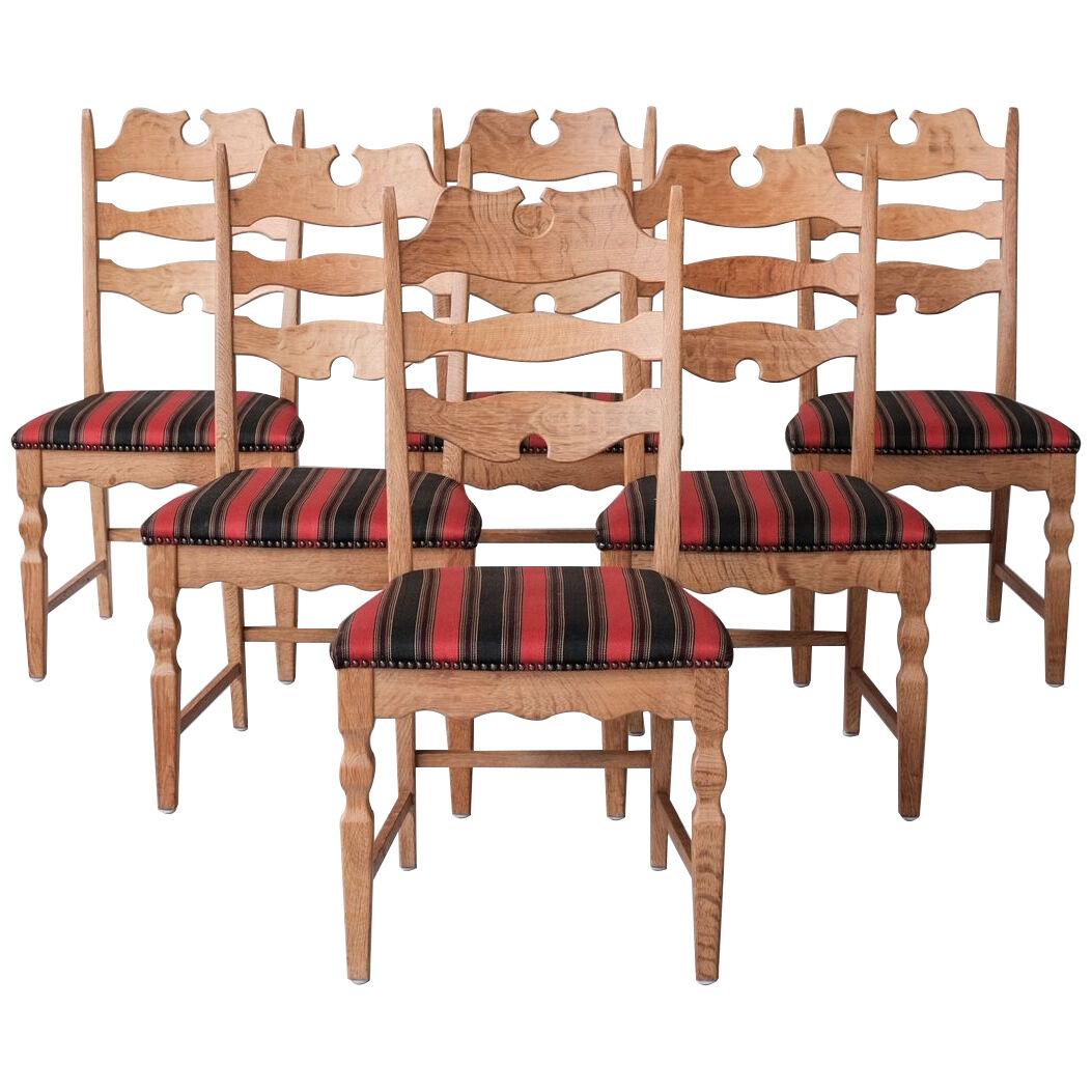 Henning Kjaernulf Oak Danish Mid-Century Dining Chairs (6)