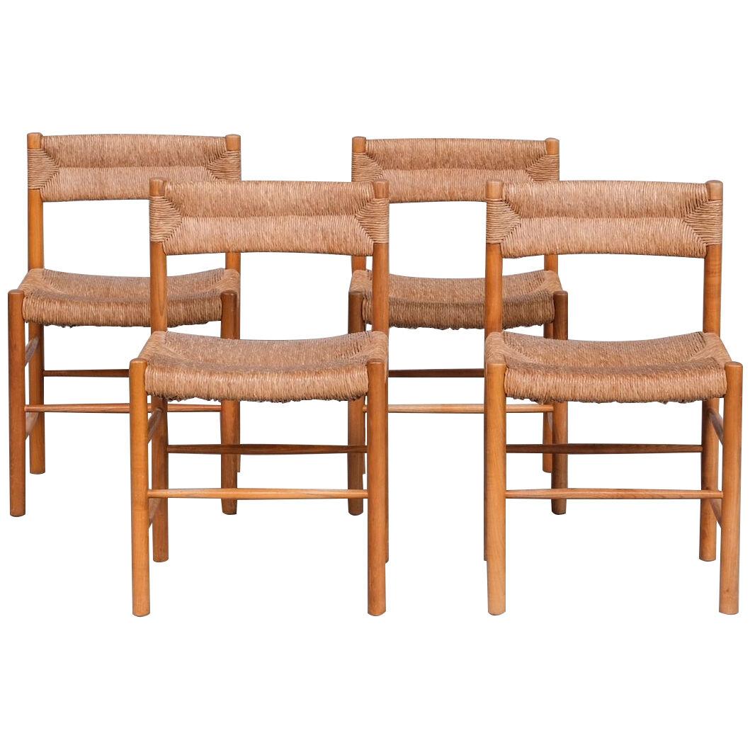 Charlotte Perriand 'Dordogne' Mid-Century Rush Dining Chairs