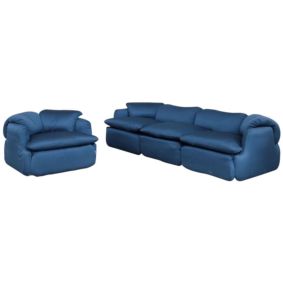 Mid-Century 'Confidential' Sofa and Armchair by Alberto Rosselli for Saporiti