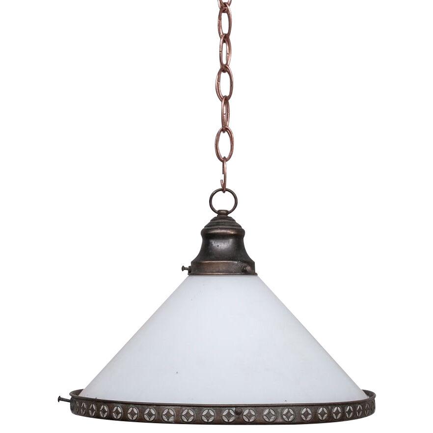 Antique French Two Tone Pendant Light