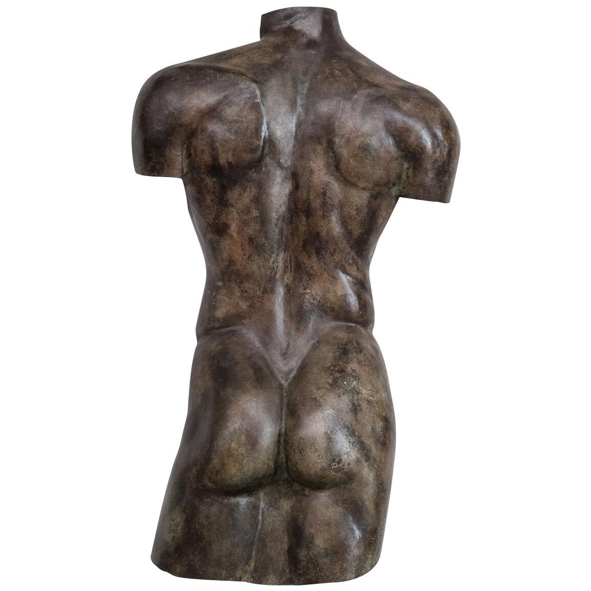 Large Patinated Brass Sculpture of Male Form (Back - 2/2)