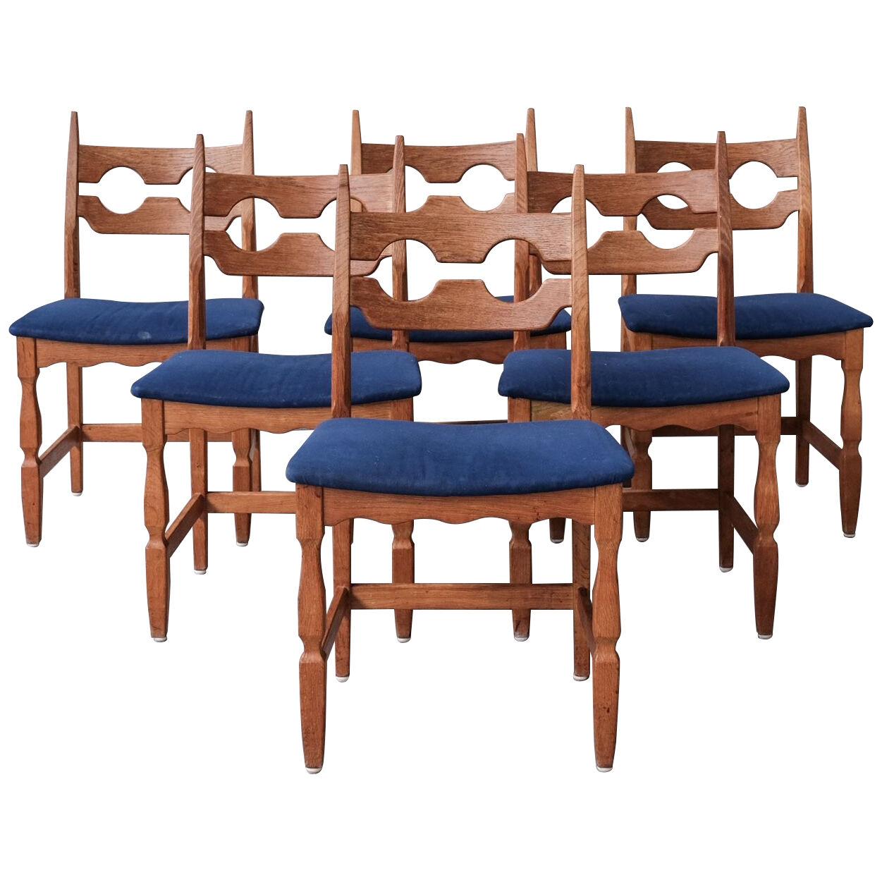 Henning Kjaernulf Razor Oak Mid-Century Dining Chairs (6)