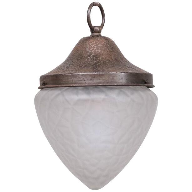 Antique Metal and Opaque Glass Pendant Light