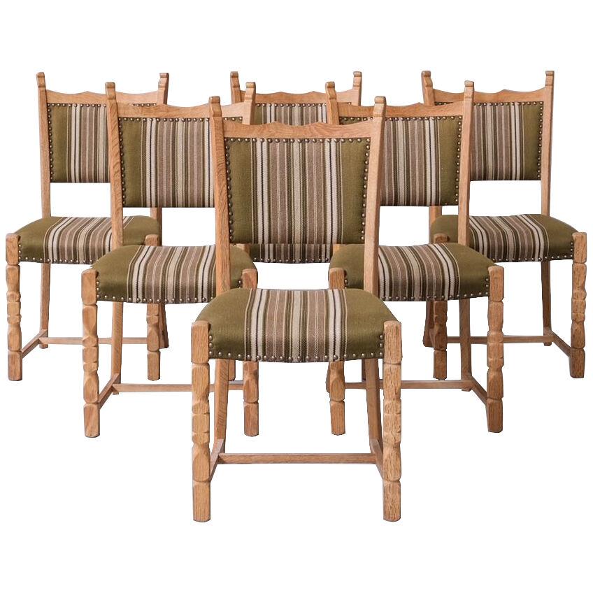 Set of Six Oak Mid-Century Dining Chairs by Henning Kjaernulf