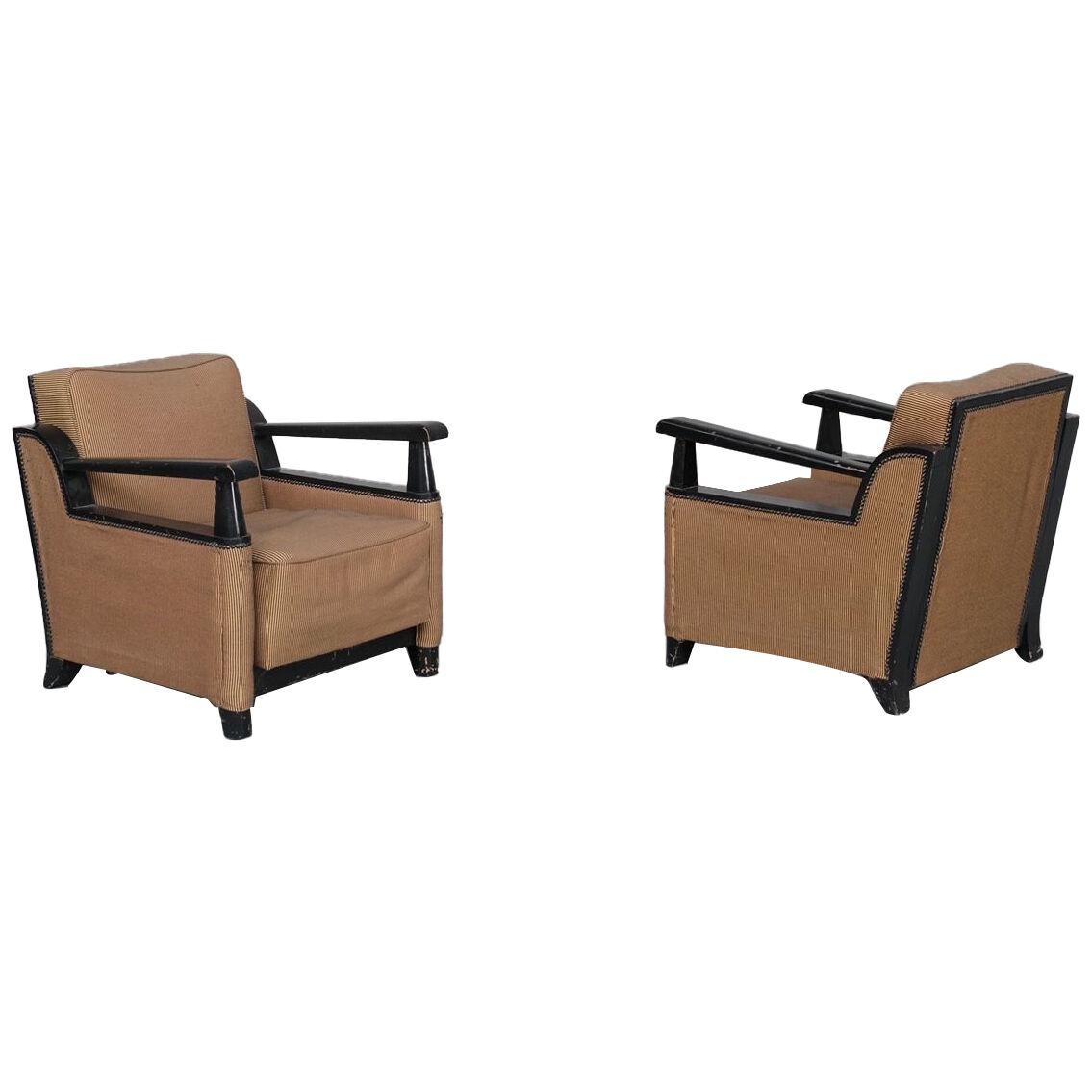 Pair of Mid-Century Ebonished Armchairs