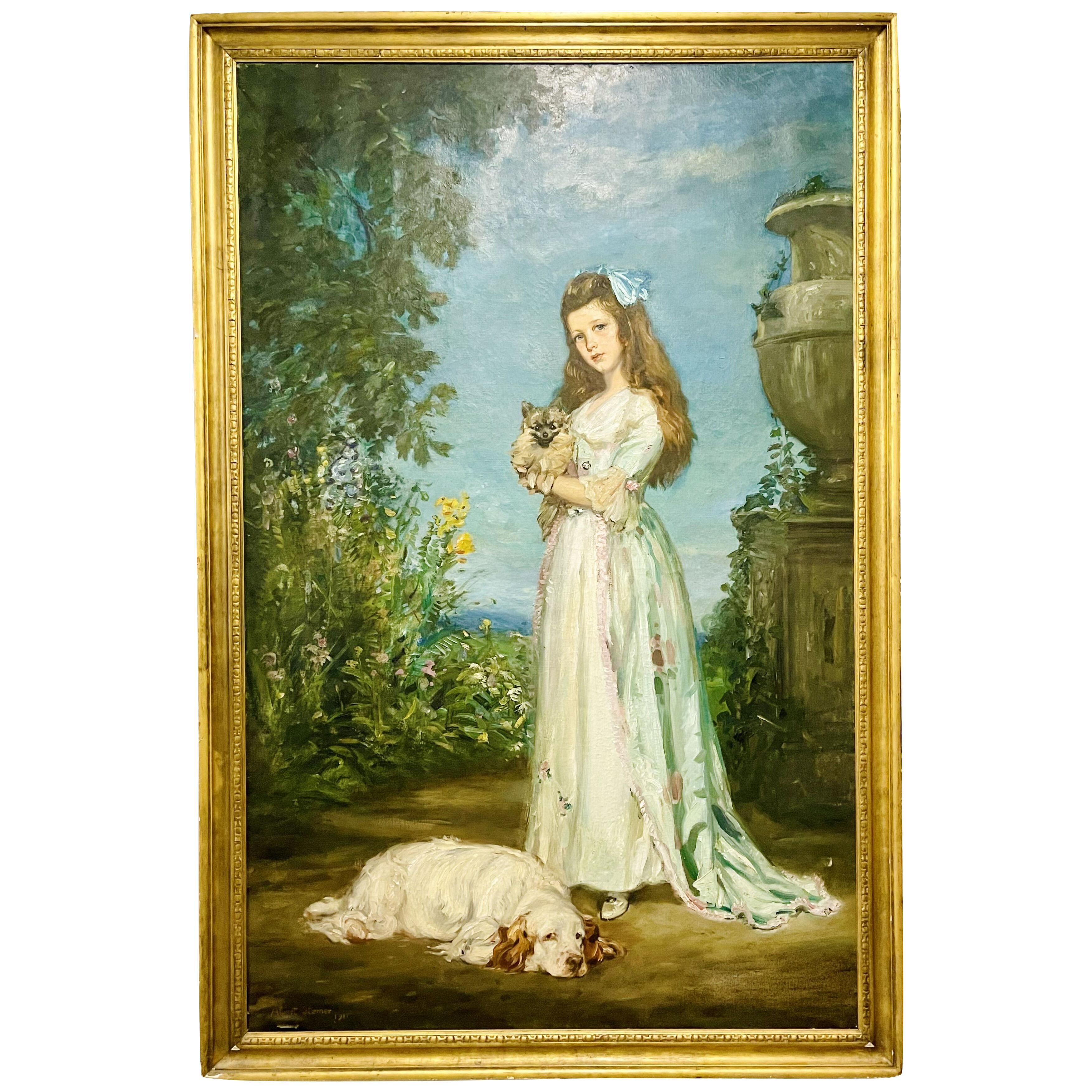 Oil on Canvas, Signed Albert Sterber, Dated 1911, Monumental, Provenance