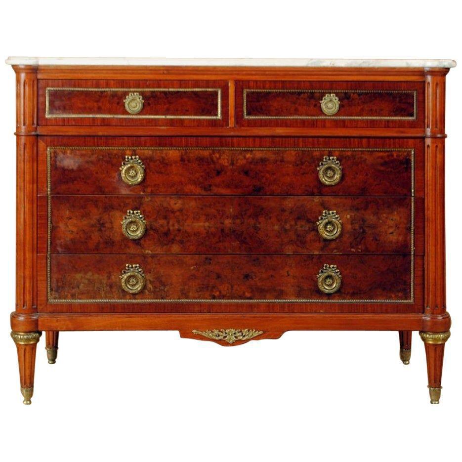 Hollywood Regency Tortoise Shell Finish Marble Top Commode	