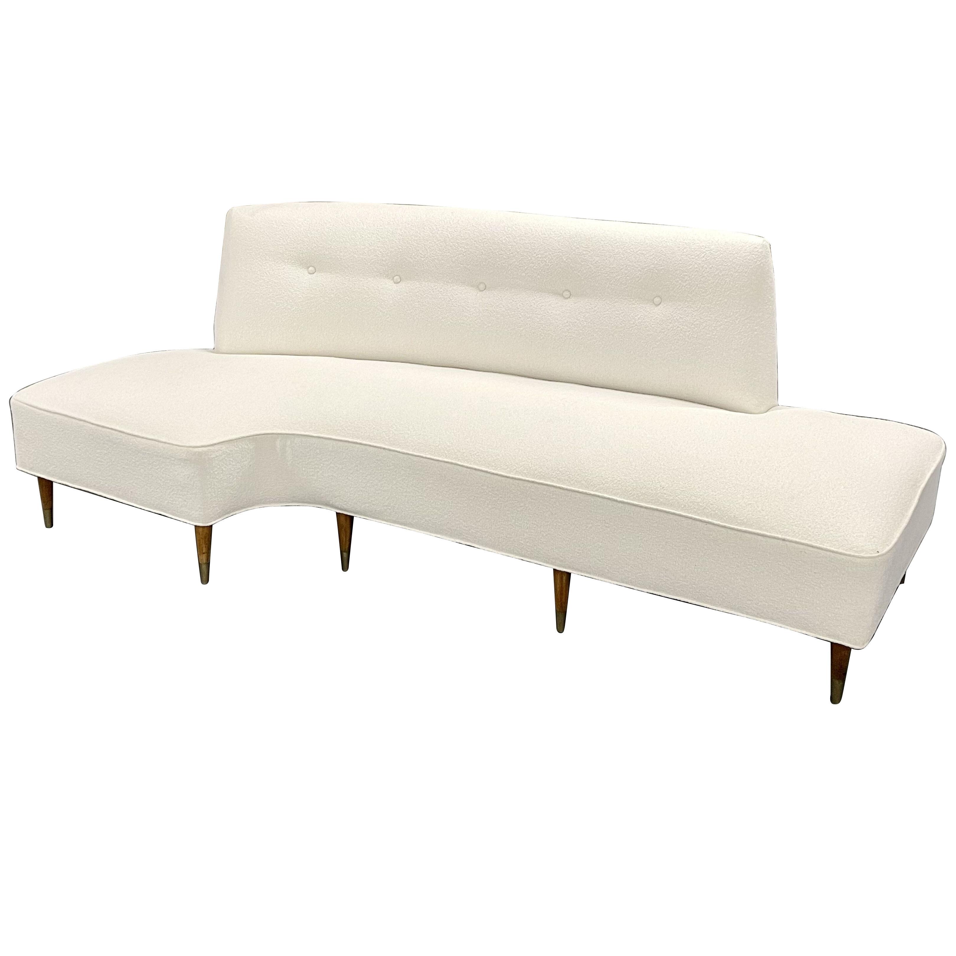 Mid-Century Modern Italian Designer Corner/Curved Sofa, Chaise Lounge, Bouclé