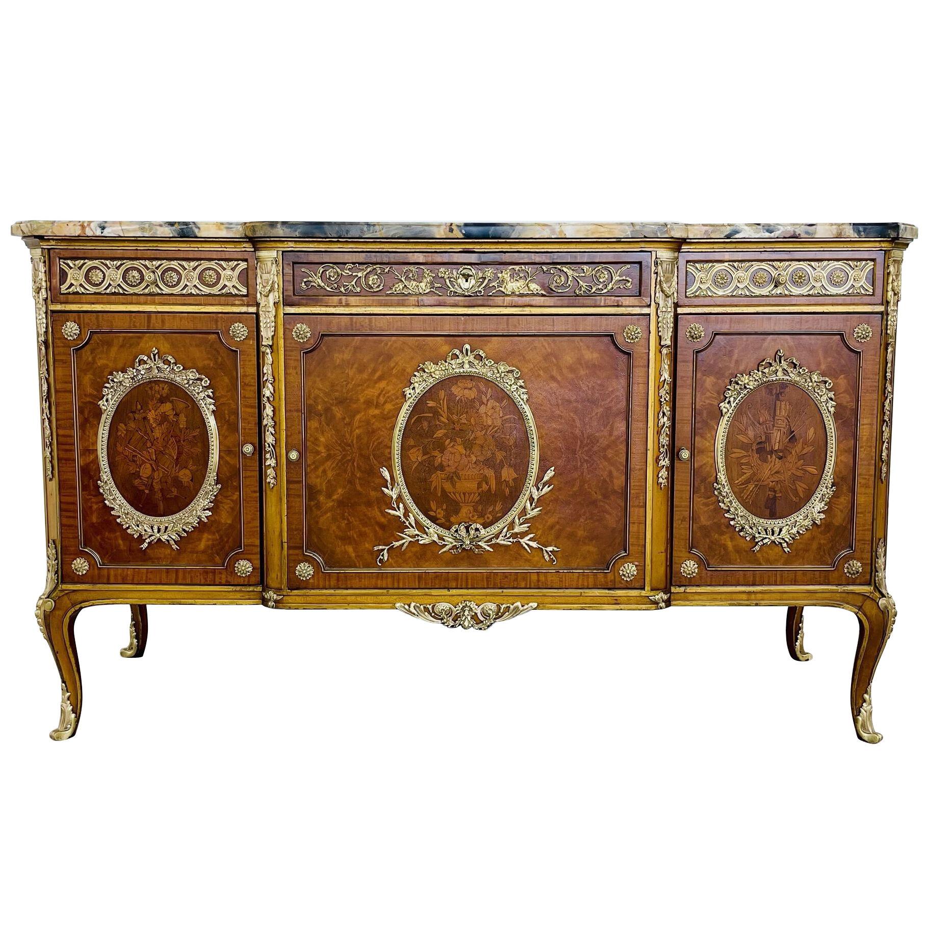 Francios Linke Louis XV Style French Commode / Sideboard, Satinwood, Bronze