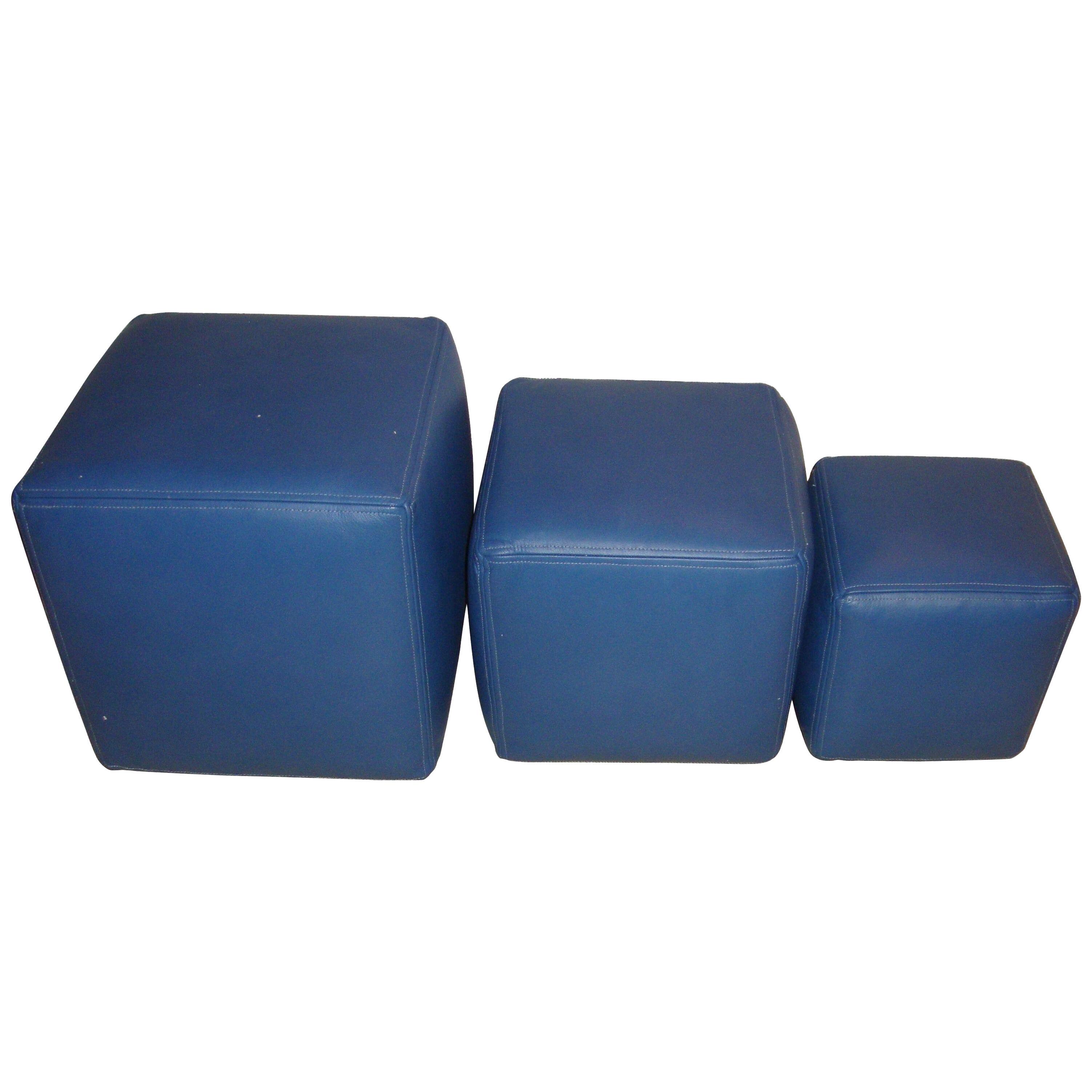 Dakota Jackson Group of Three Leather Cubes- Seats