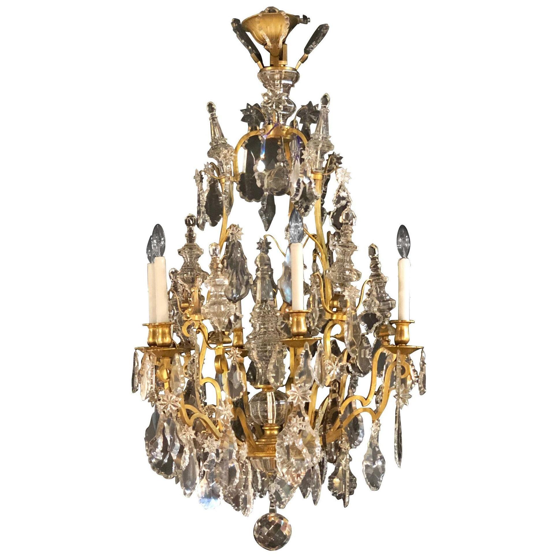 19th Century Bronze and Large Crystal Palatial Chandelier