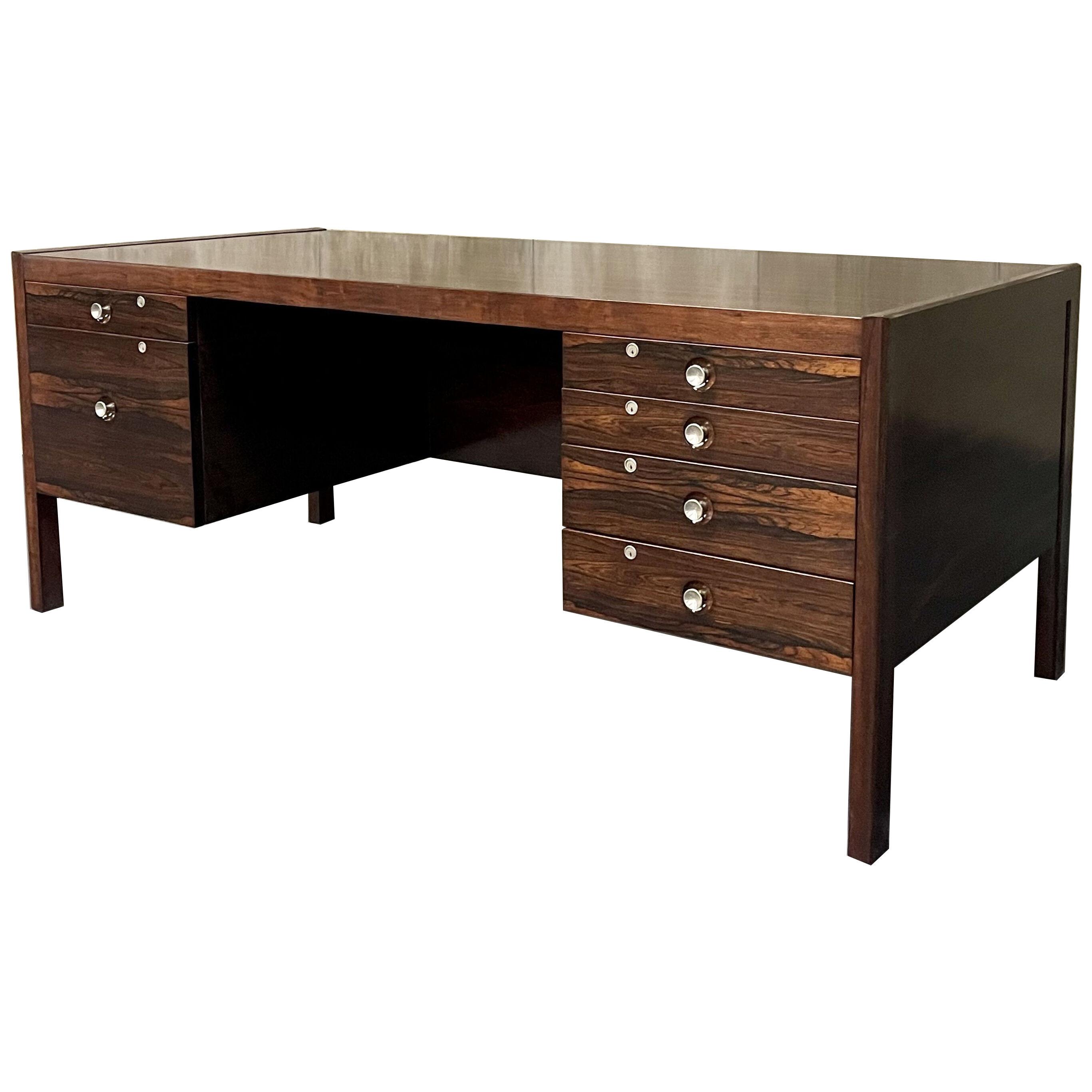 Mid-Century Modern Rosewood Desk, Finn Juhl Style, Refinished, Danish,