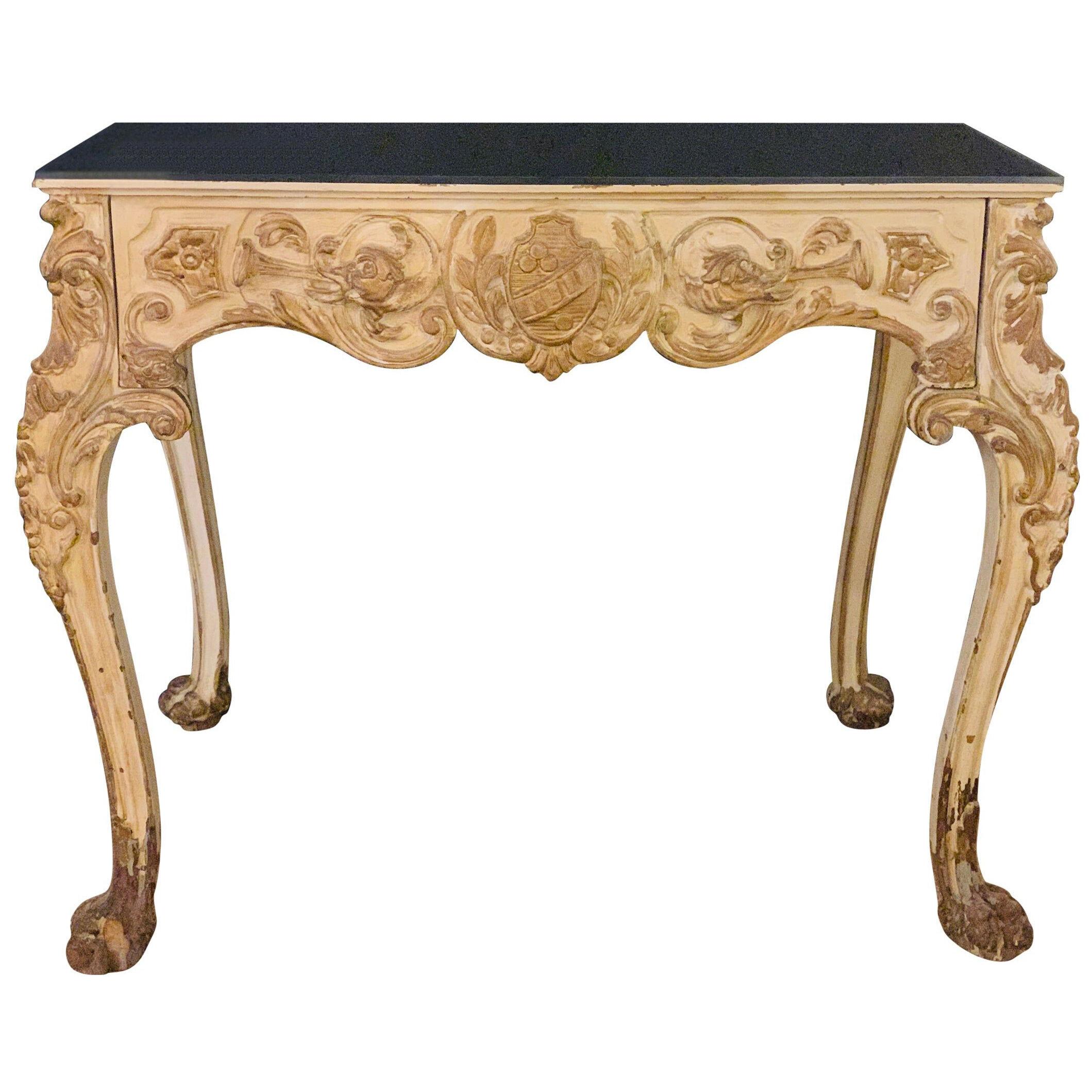 Finely Carved White and Parcel-Gilt Decorated Vanity / Desk by Jansen	