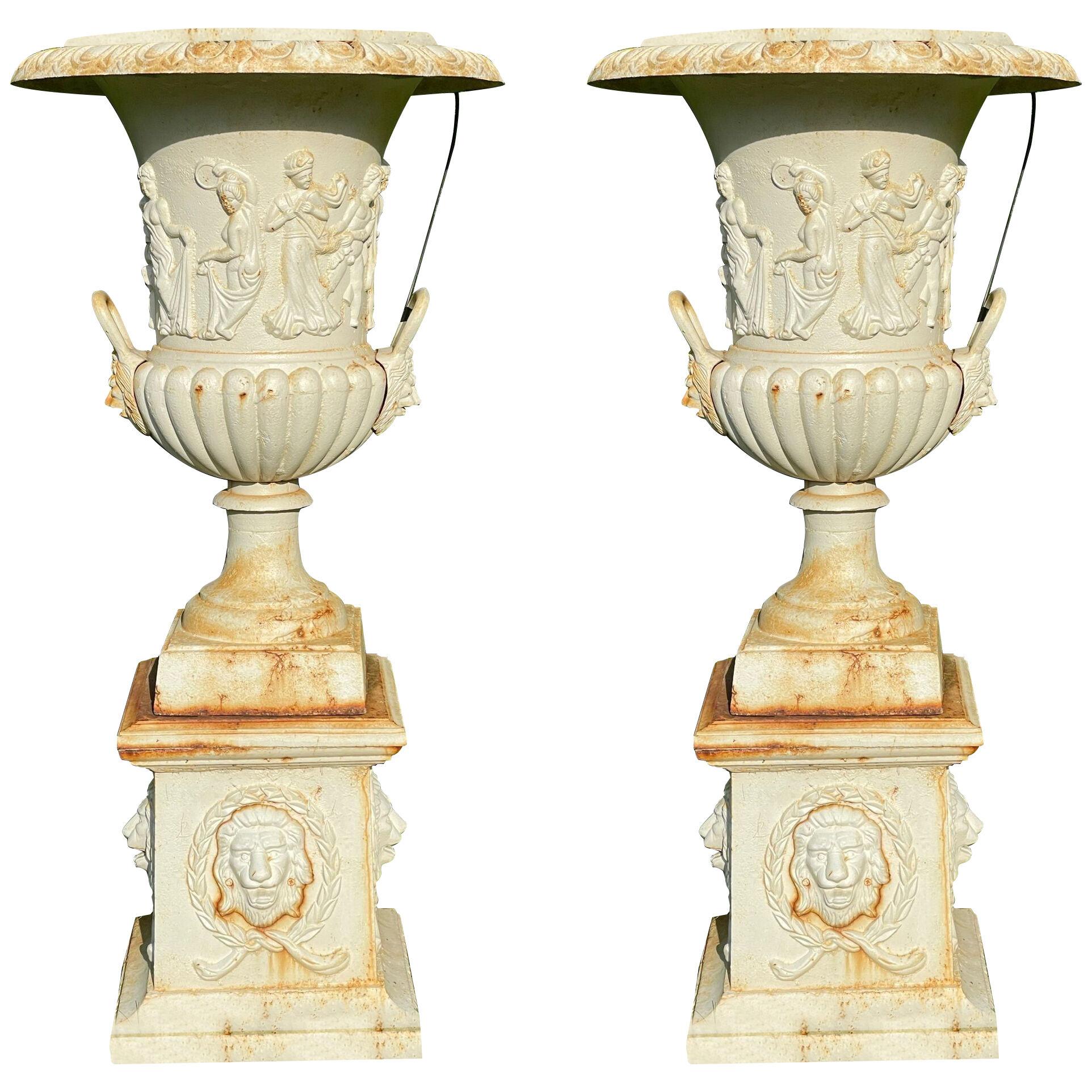 Pair of Cast Iron Urn or Planters, Barbara Israel Collection, 1880s