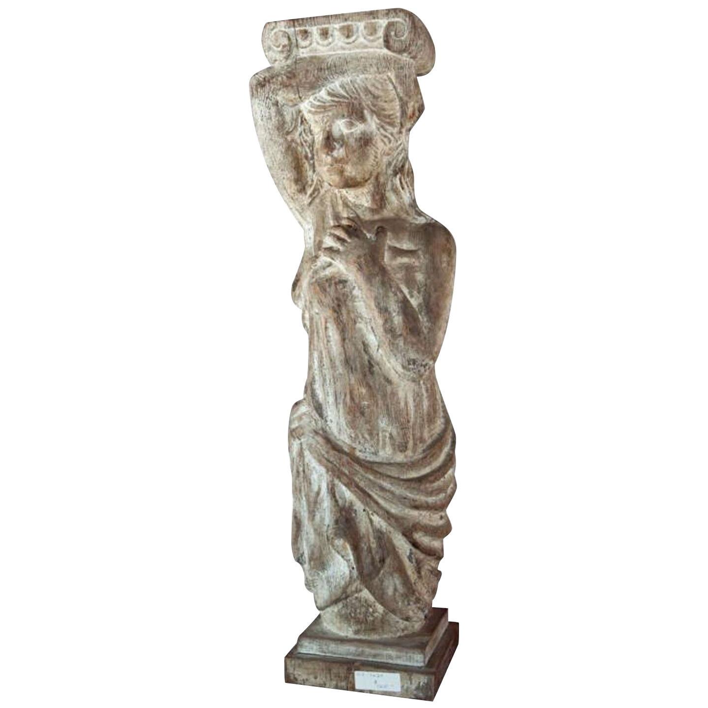 Carved Solid Wood Figure or Pedestal