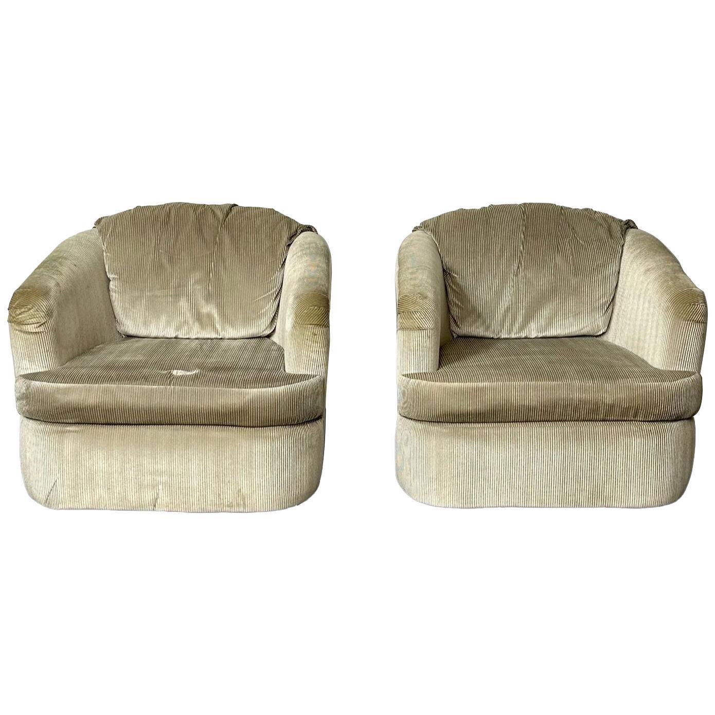 Pair of Mid-Century Modern Swivel Chairs, Milo Baughman Style, Sturdy