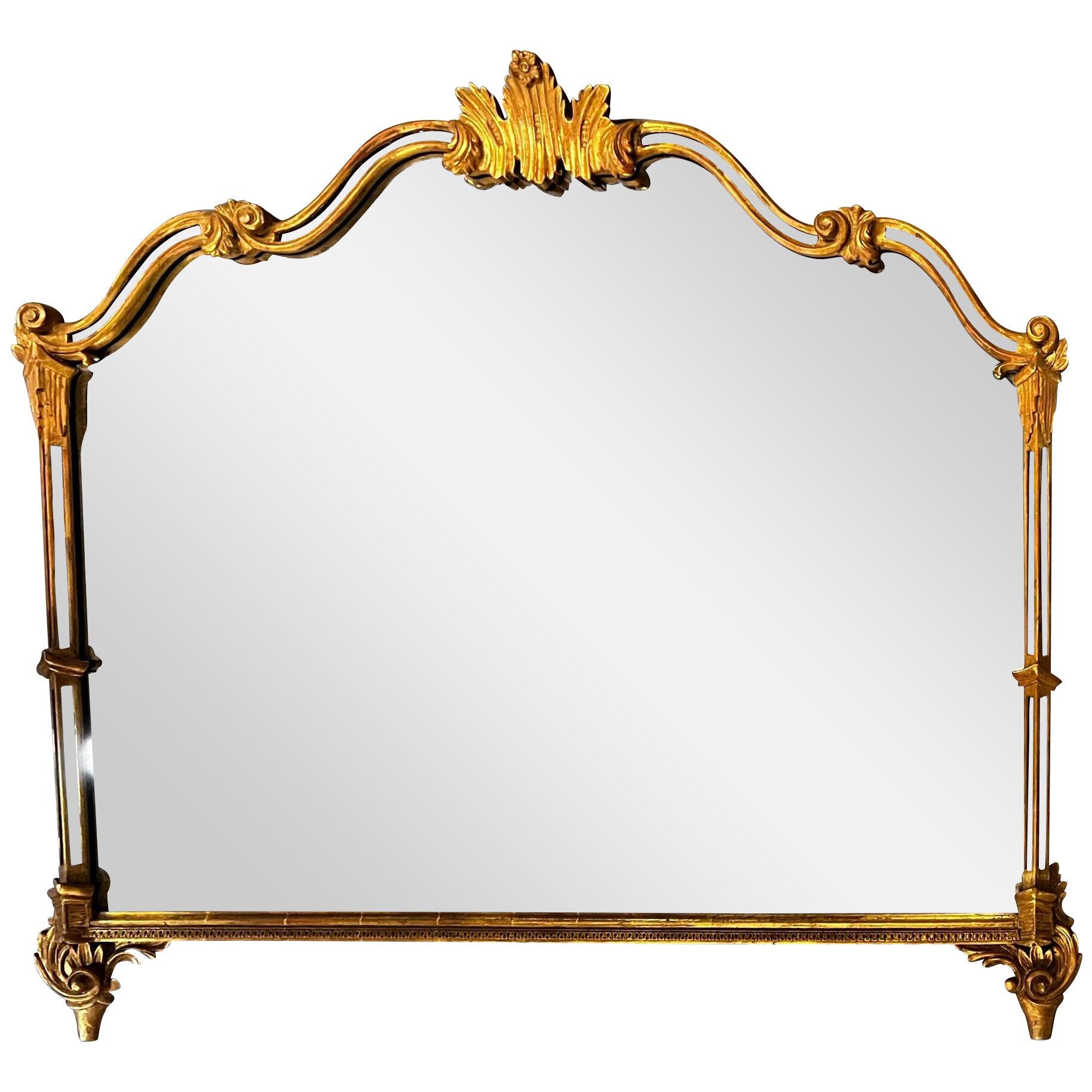 A Giltwood Over the Mantel, Console or Wall Mirror, Regency Style, Italian
