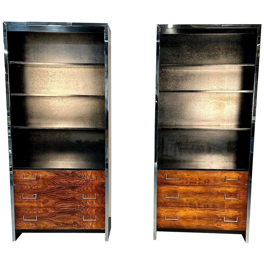 Pair Mid-Century Modern Bookcases / Shelving Unit, Milo Baughman for John Stuart