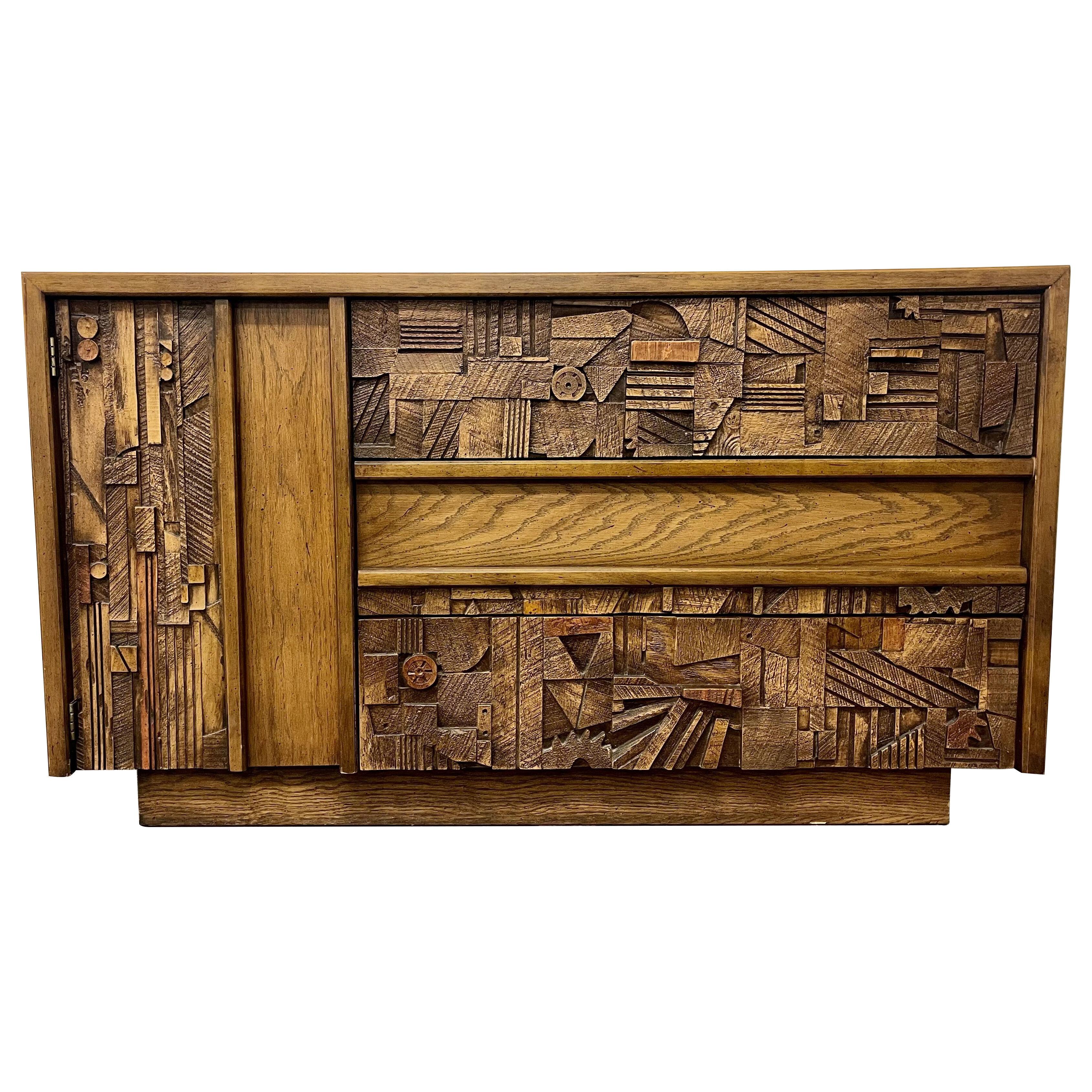 Brutalist Dresser, Chest or Commode by Lane, Mid Century Modern