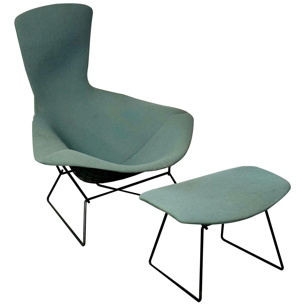 Vintage Harry Bertoia for Knoll Bird Lounge Chair with Ottoman, Labeled, 1960s