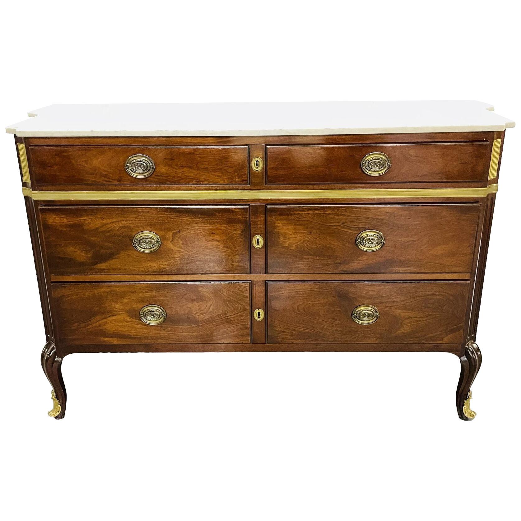 Maison Jansen Mahogany Commode or Chest, Bronze Mounted, Directoire Style, 1940s
