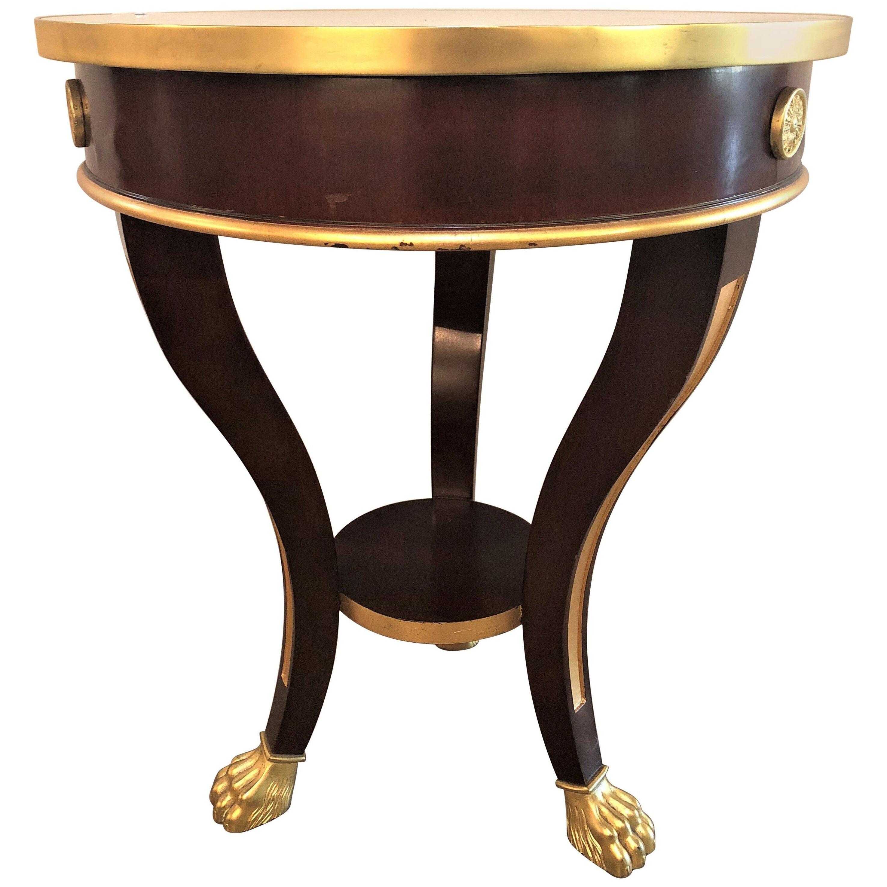 Jansen Style Claw Foot and Bronze Mounted Marble-Top Circular End Side Table