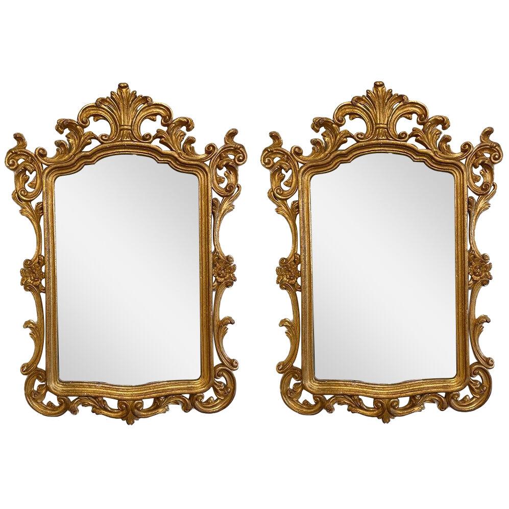 Pair of Italian Gilt Wood Wall or Console Mirrors