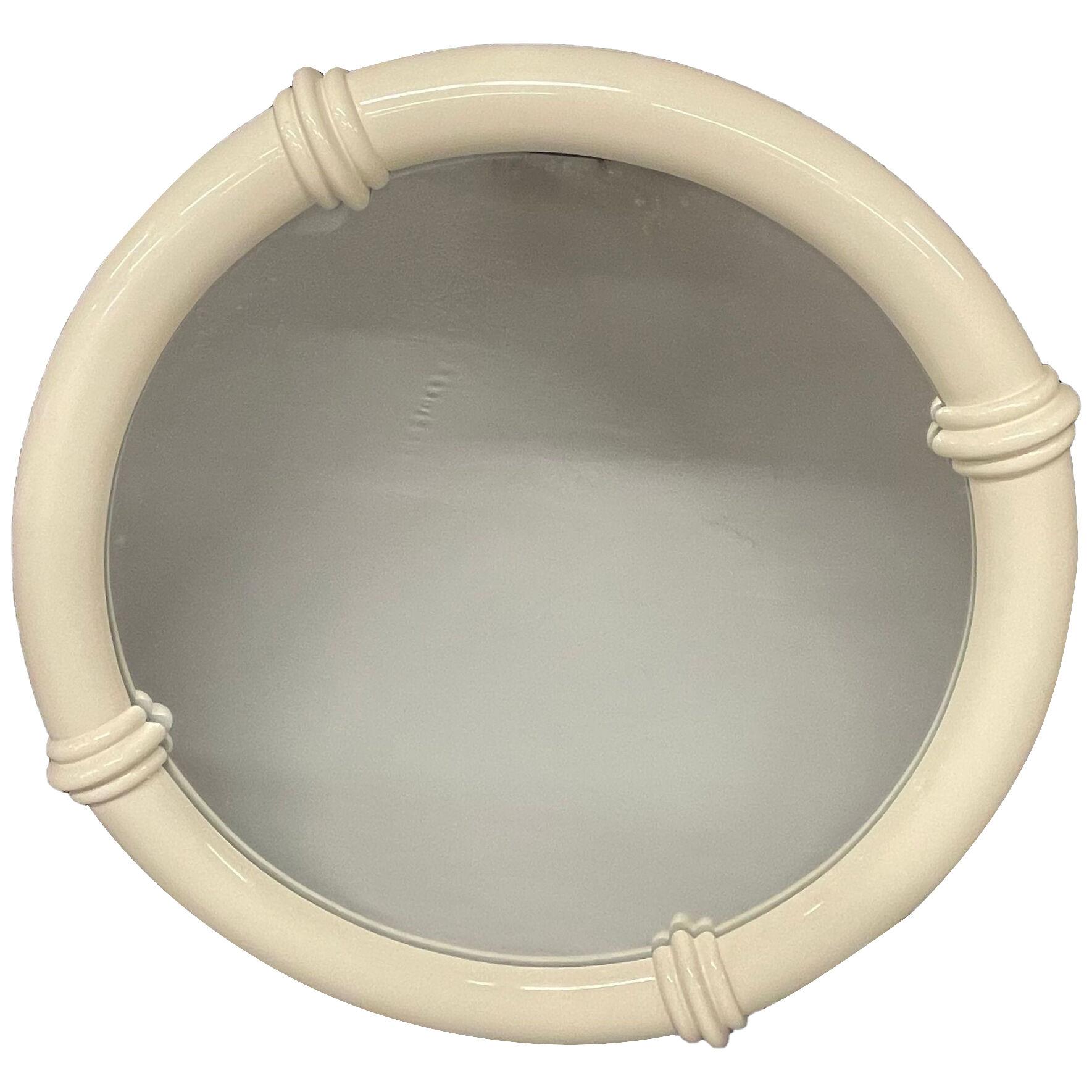 Modern White Lacquered Wall or Console Mirror, Karl Springer Manner