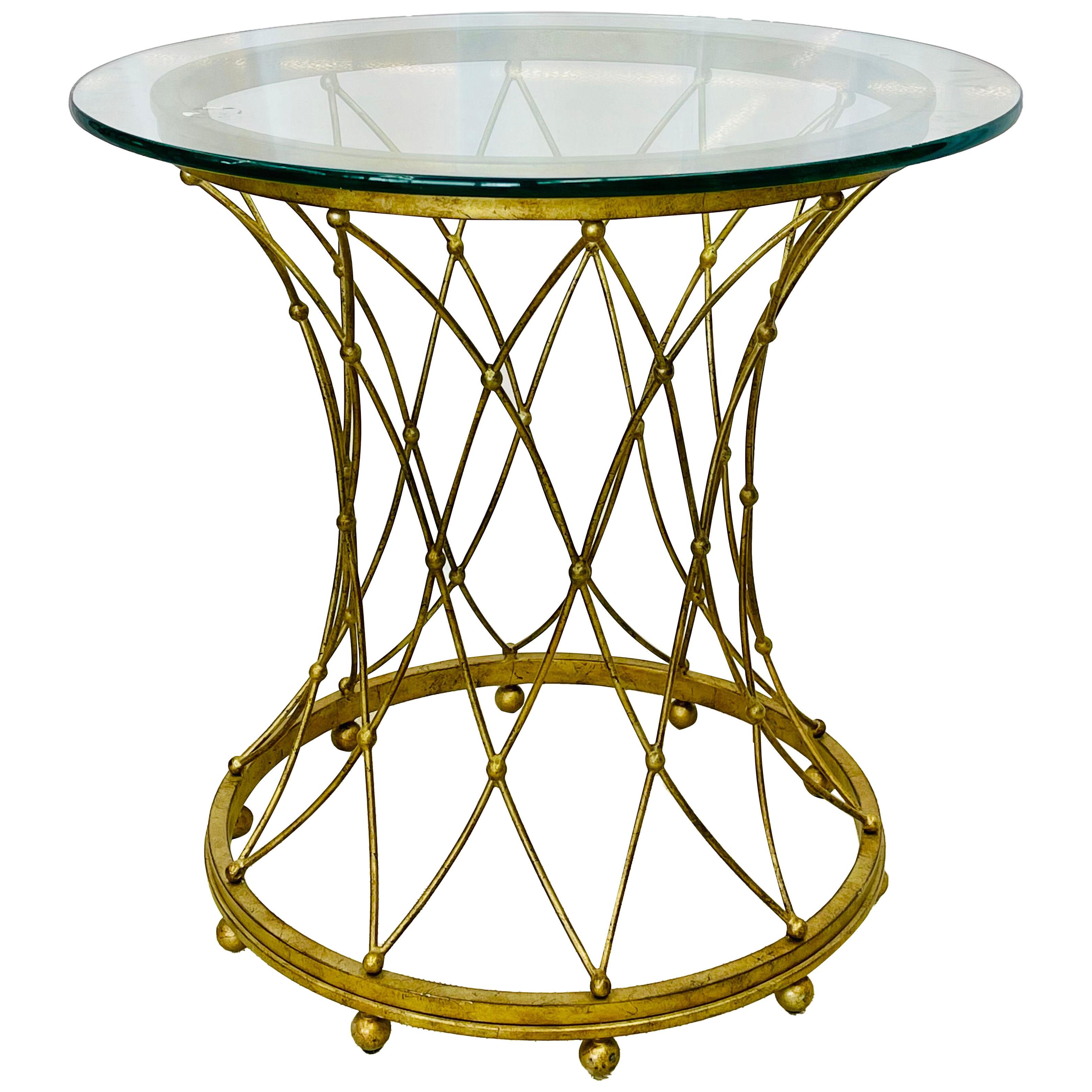Neoclassical, Maison Jansen Style Round Gilt Metal Coffee Table, Side Table