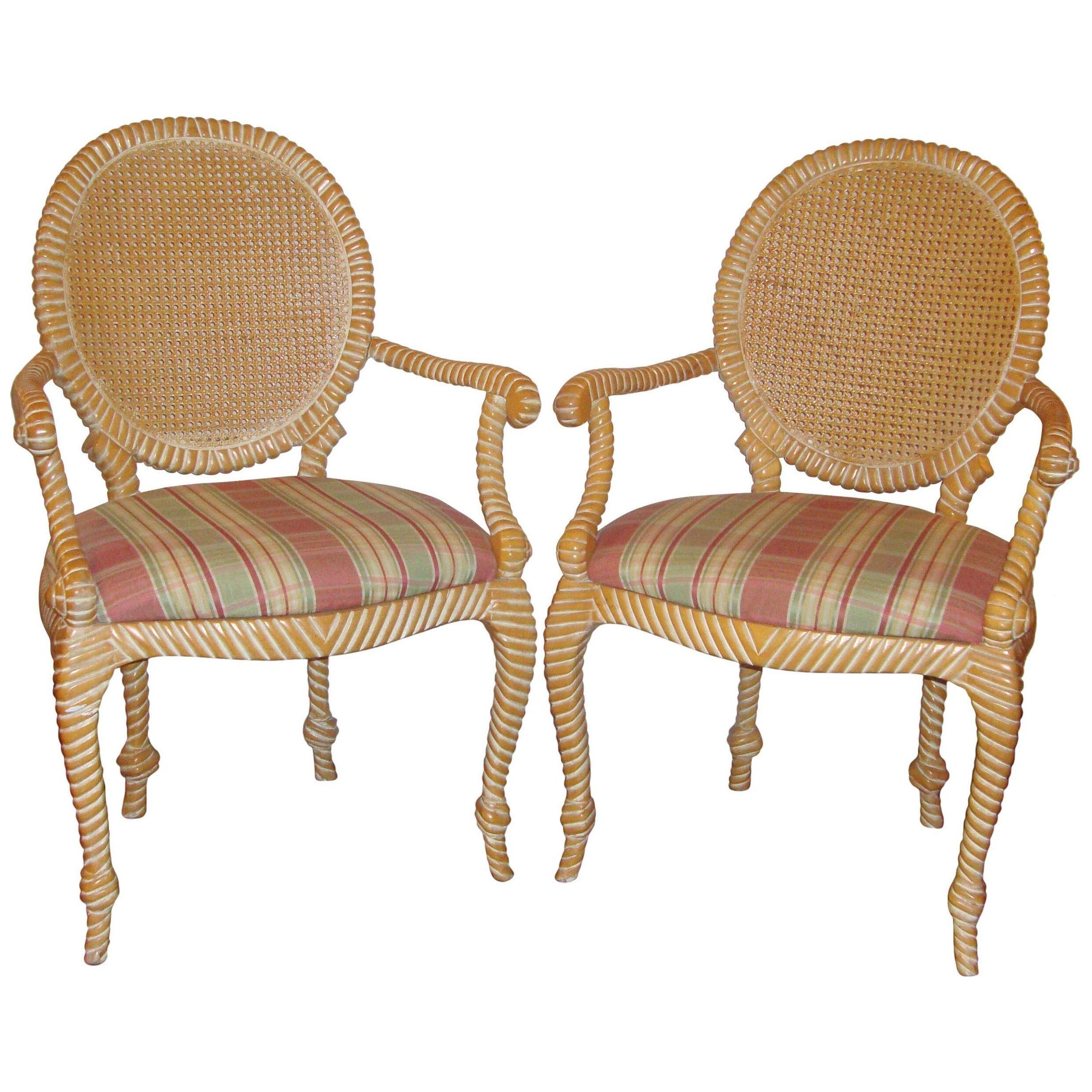 Pair of Twisted and Knotted Form Armchairs