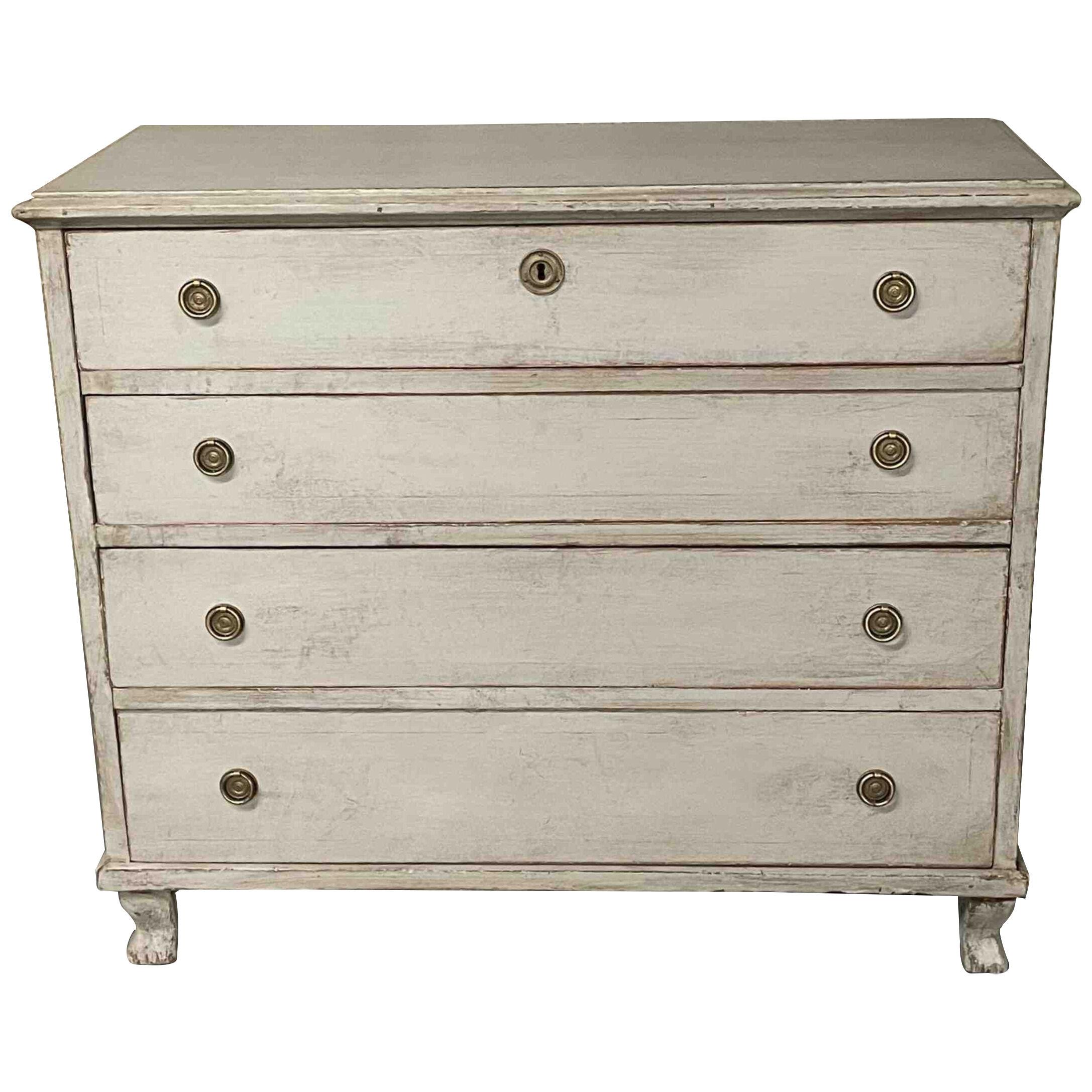 Early 20 Century Gustavian Four Drawer Chest, Painted, Having Graduating Drawers