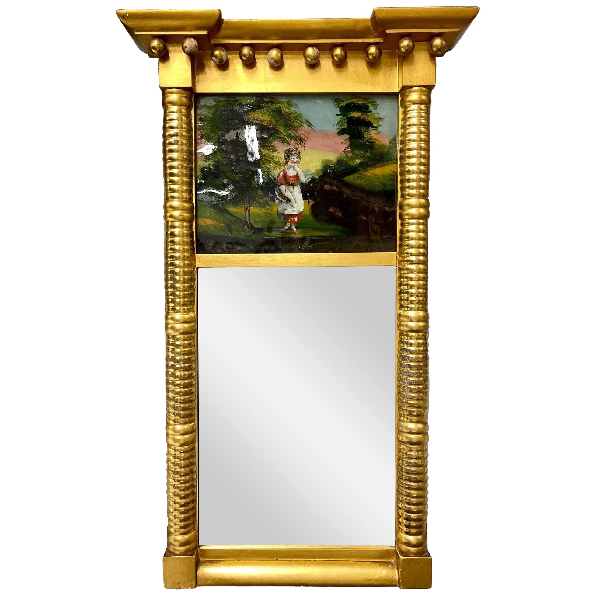 19th Century Federal Eglomise Wall or Table Mirror