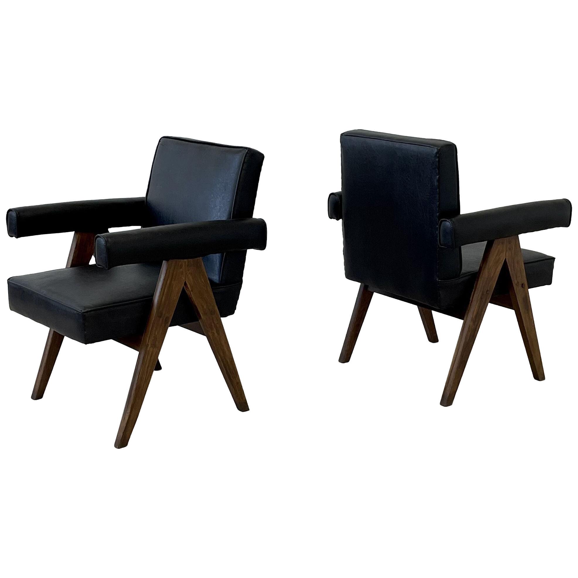 Pair of Authentic Pierre Jeanneret Committee Chairs, Mid-Century Modern, Teak