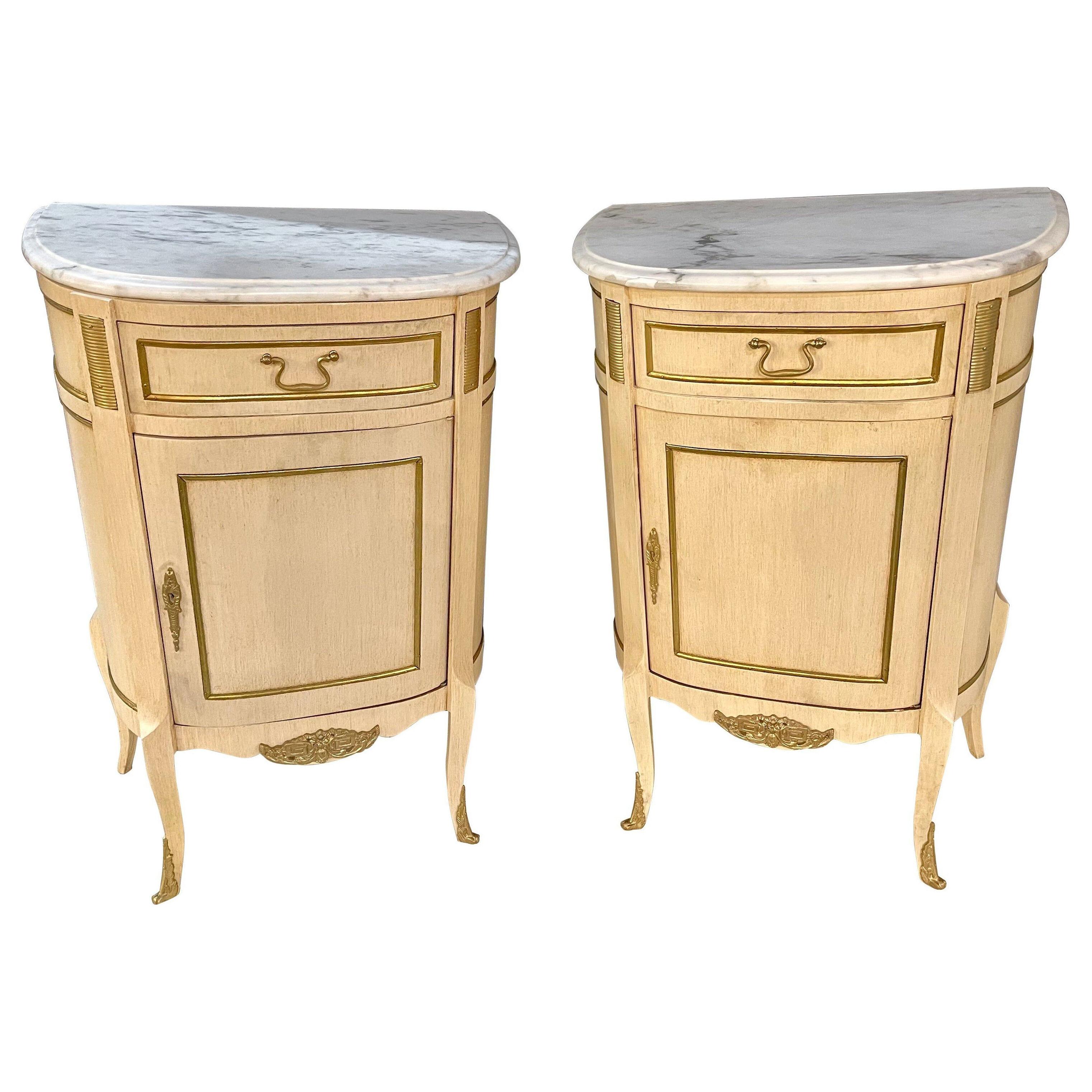 Hollywood Regency Painted End Tables, Nightstands or Pedestals, a Pair