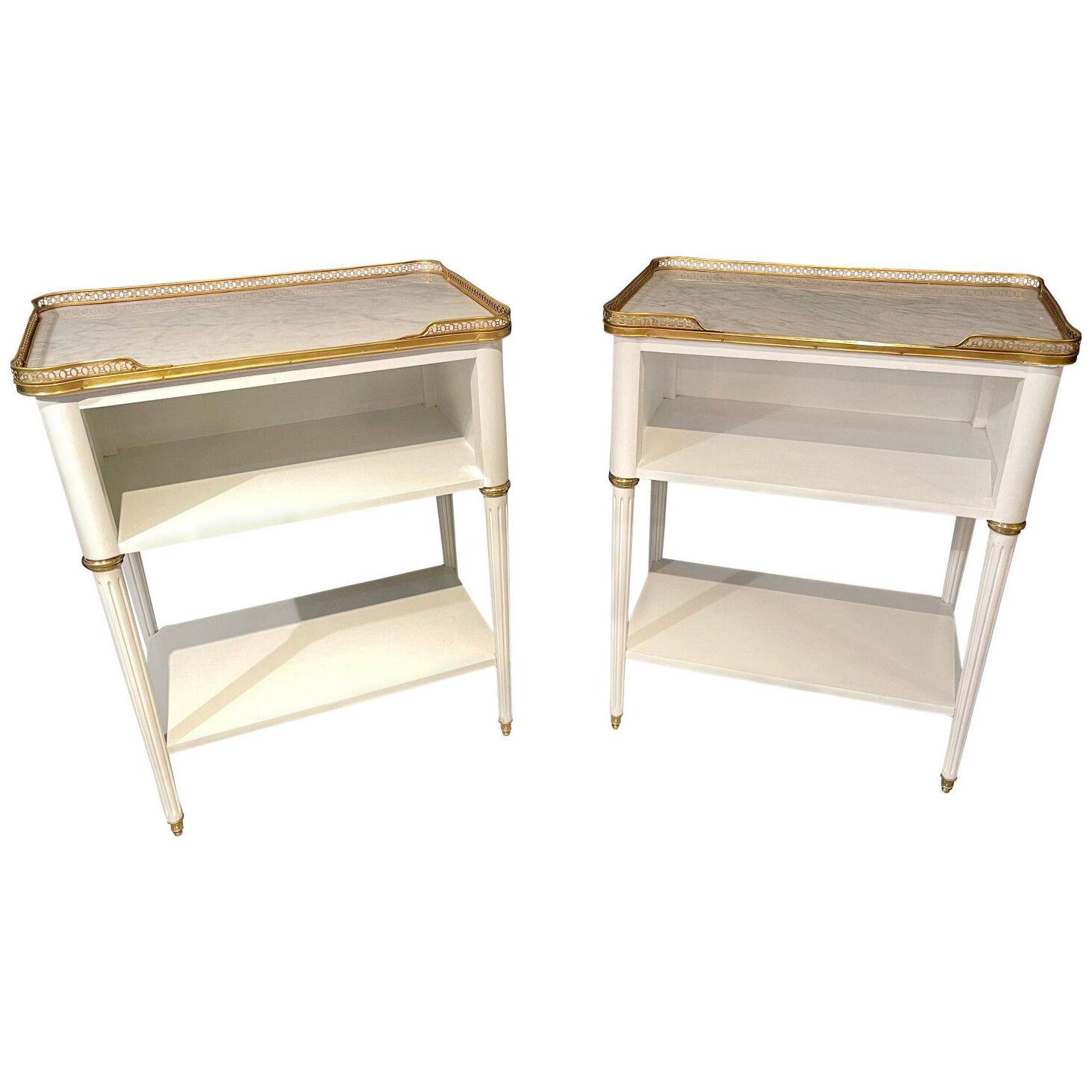 Pair of Swedish Neoclassical Open Nightstands or End Tables Manner Jansen