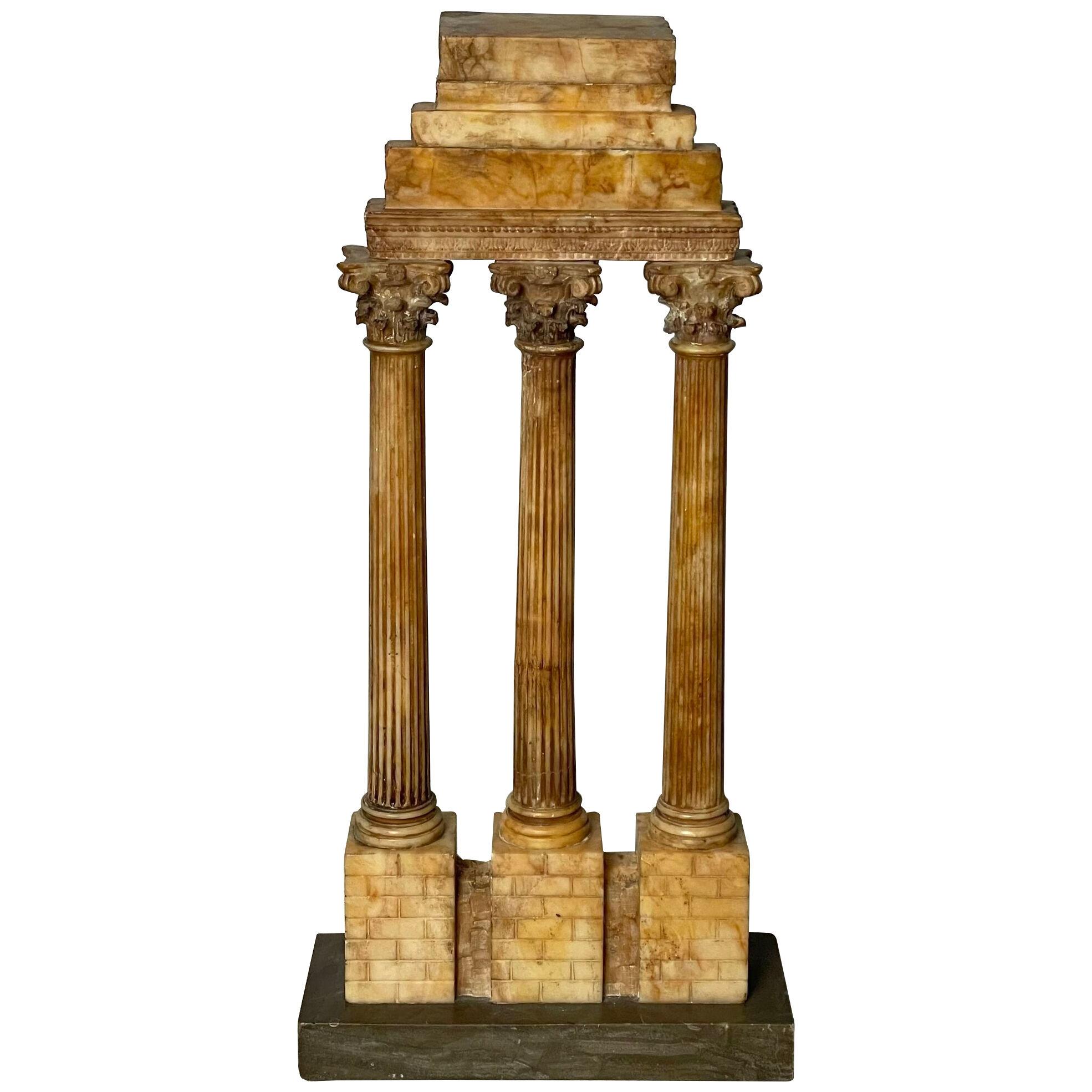 Diminutive Italian Grand Tour Model of Ruins, Sienna Marble, Statue / Sculpture