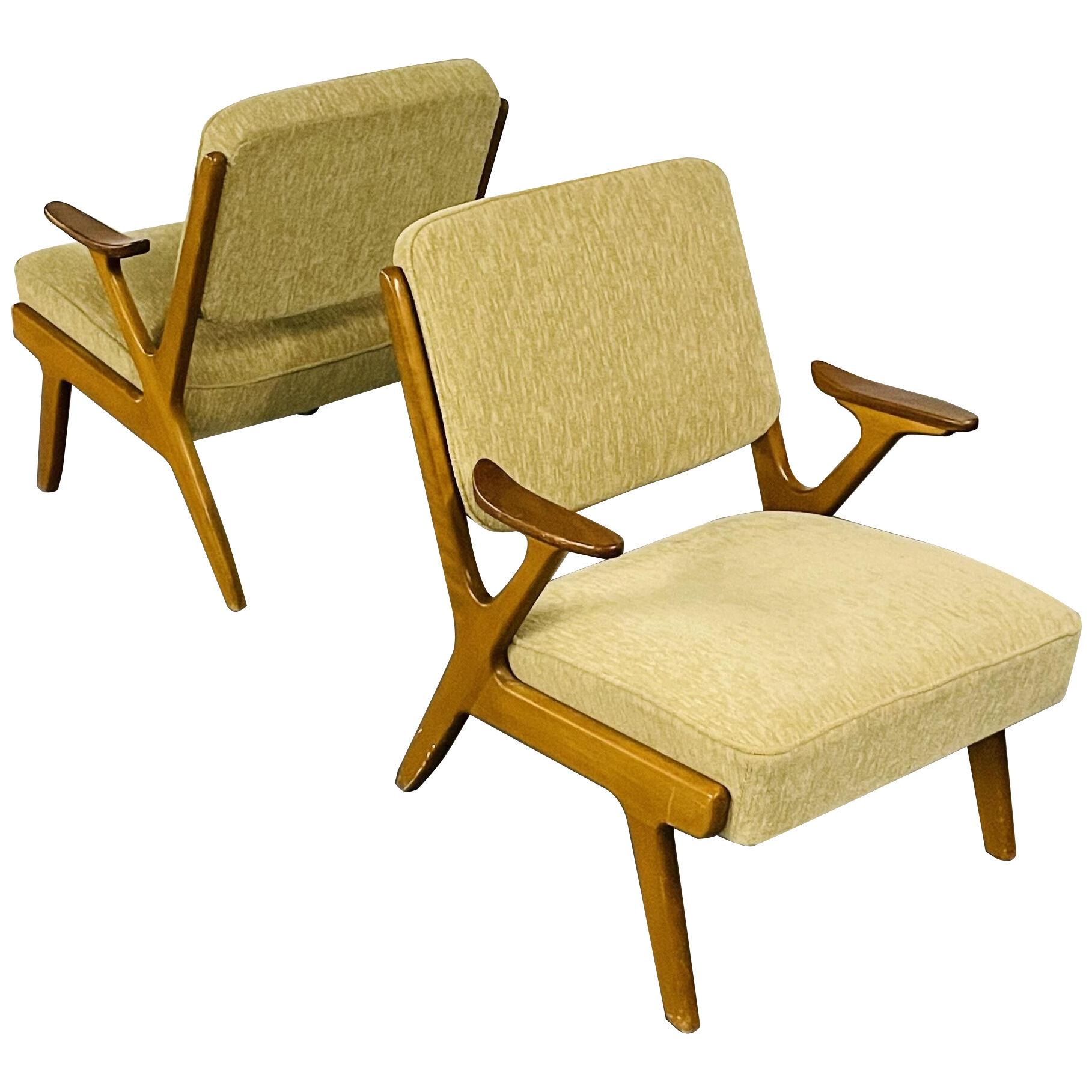 Pair of Mid-Century Modern Easy / Lounge / Arm Chairs, Sweden, 1960s, S. Makaryd