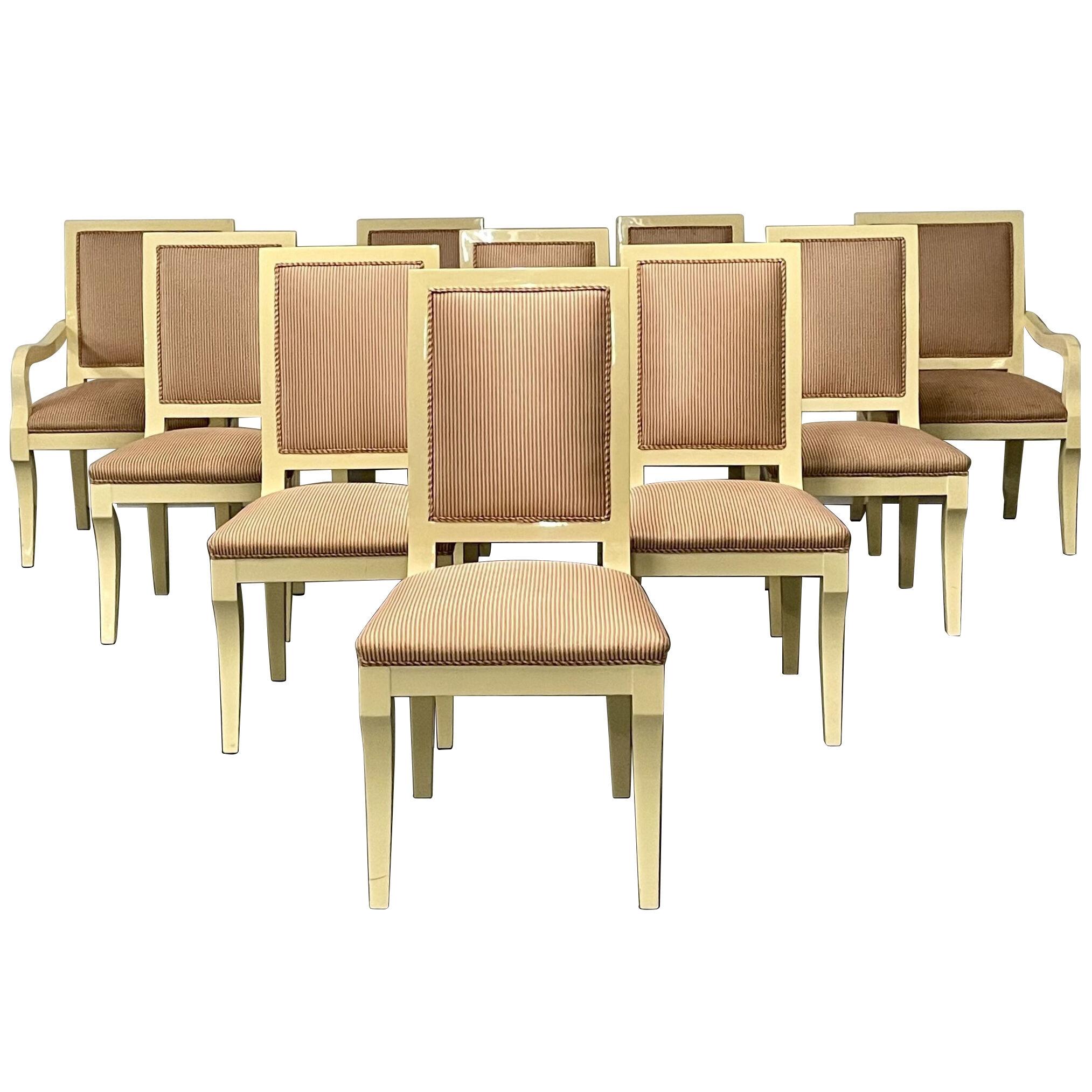 Ten Modern Dining Chairs, White Lacquer, Ron Seff, Custom