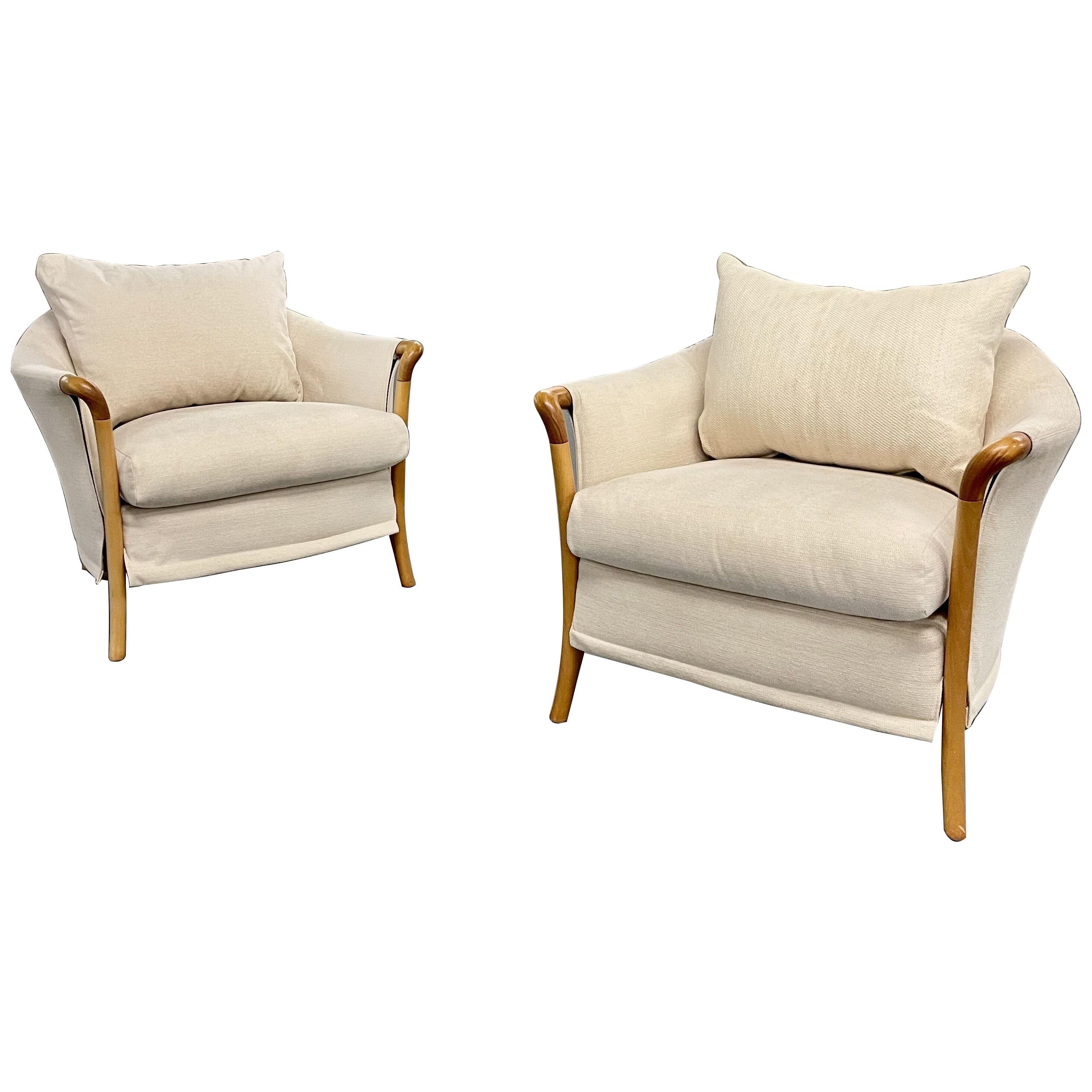 Pair of Umberto Asnago for Giorgetti Lounge Chairs, Arm Chairs, Bergeres