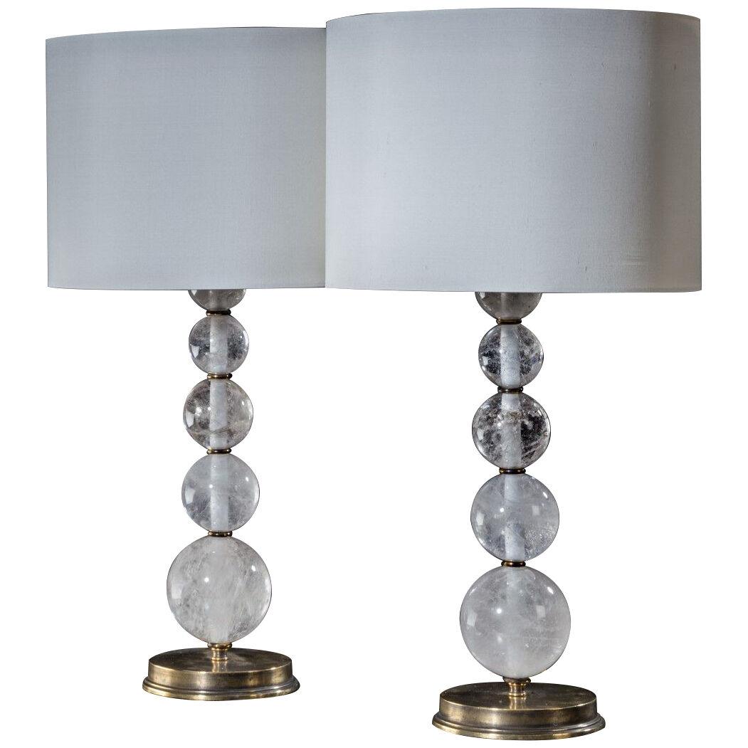 A Pair Of Stylish Contemporary Rock Crystal Lamps