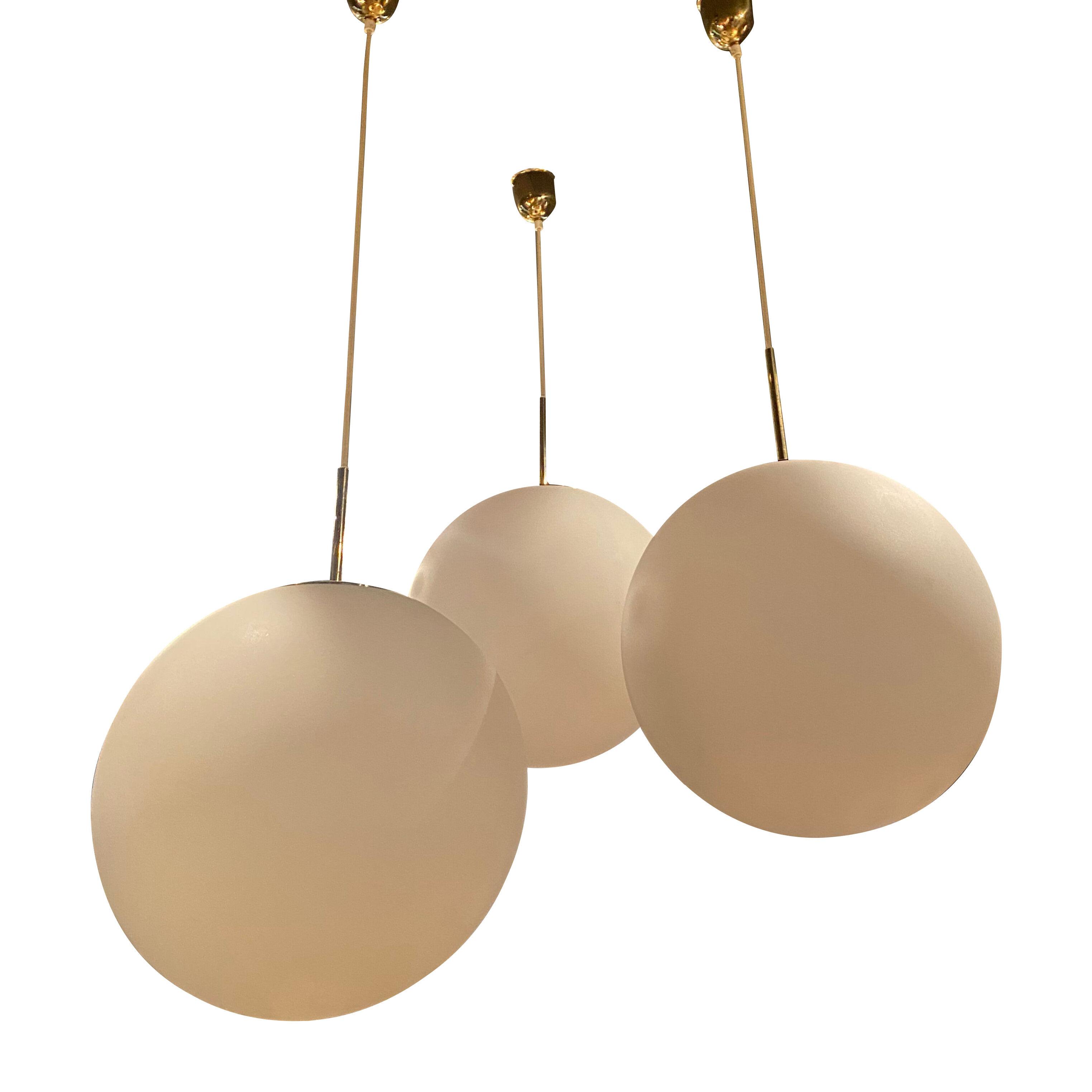 A set of 3 Glass Balls Pendant assembled as a Lighting Set