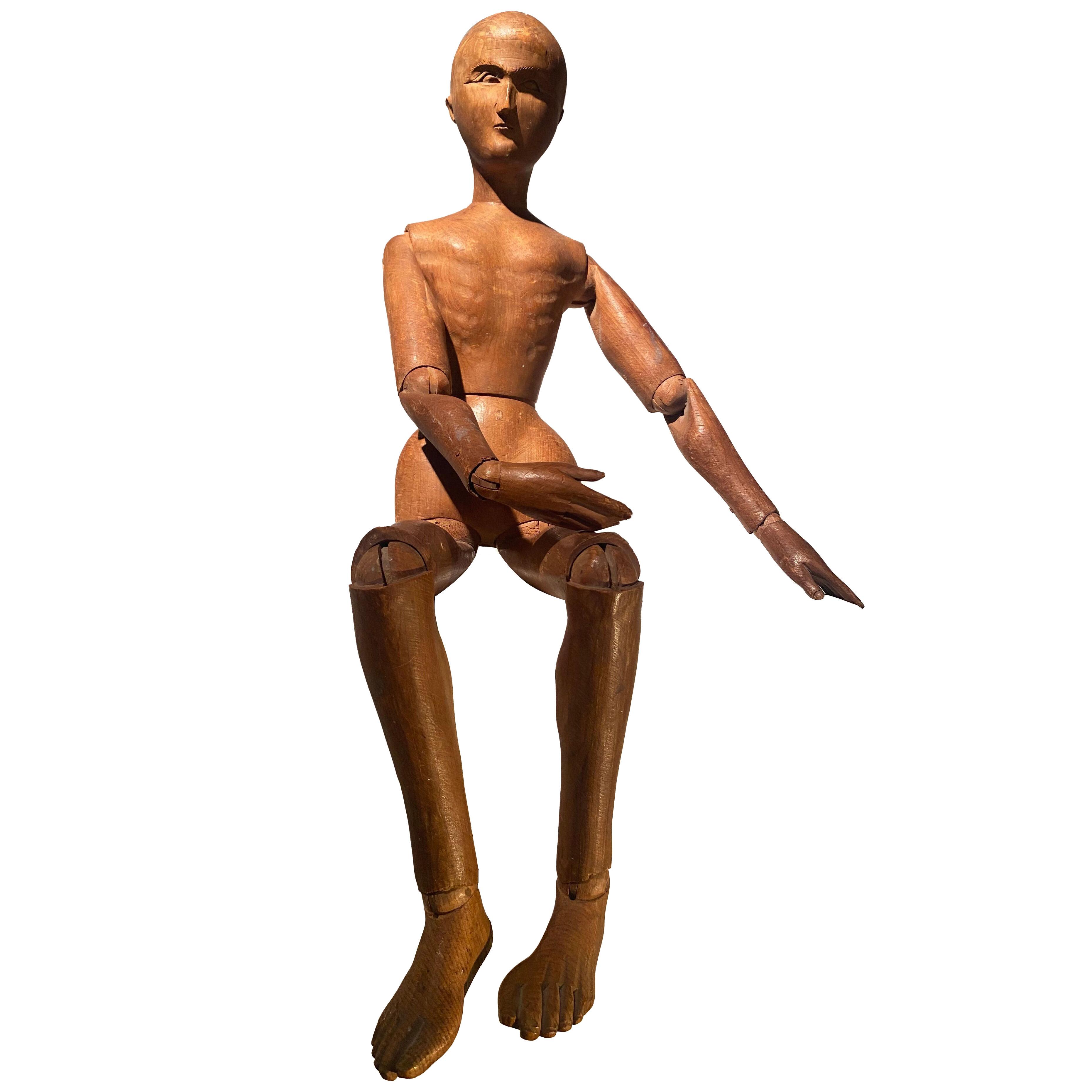 Lay Figure,Wooden Mannequin in Mid-Brown Color