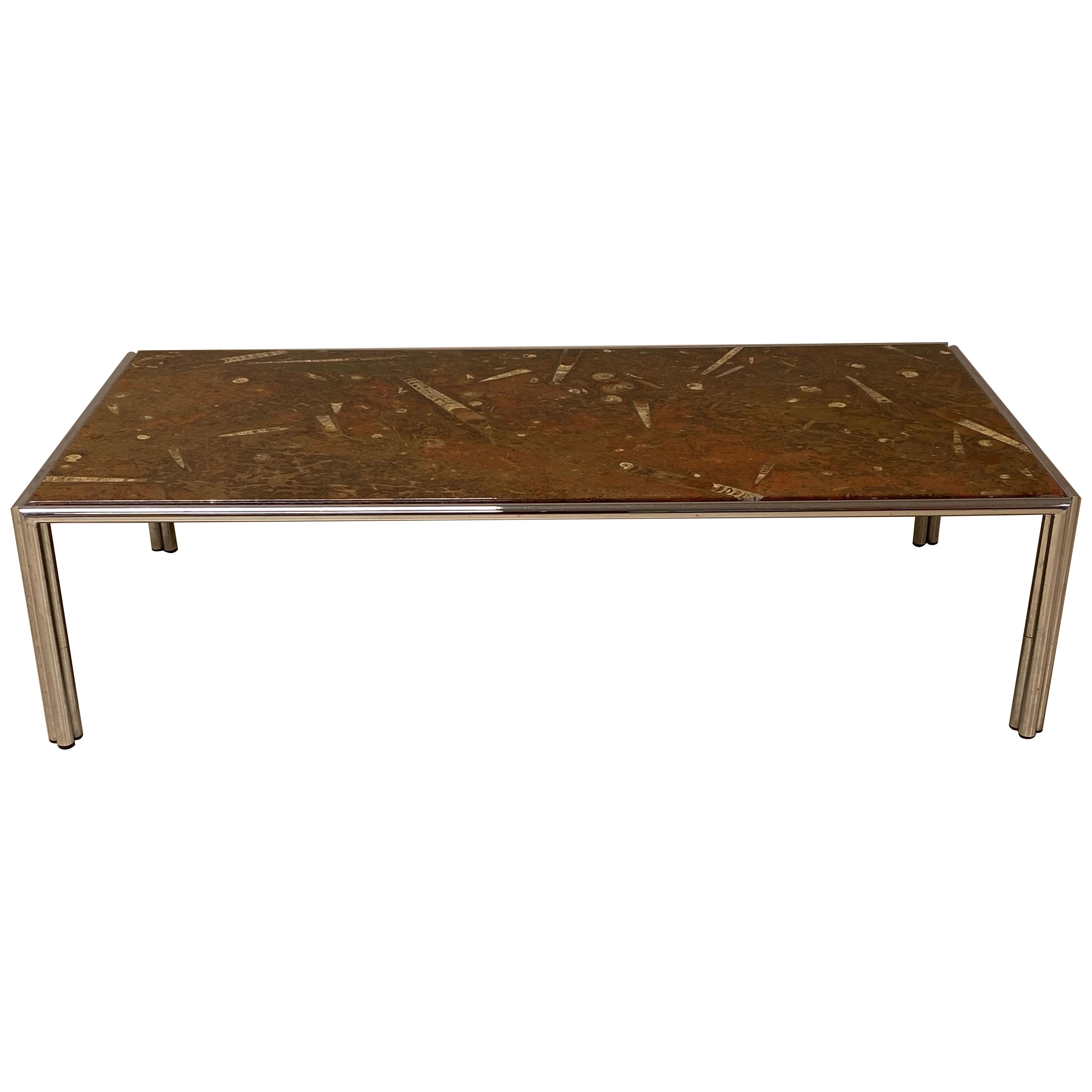 Vintage Coffee Table With Fossilized Top