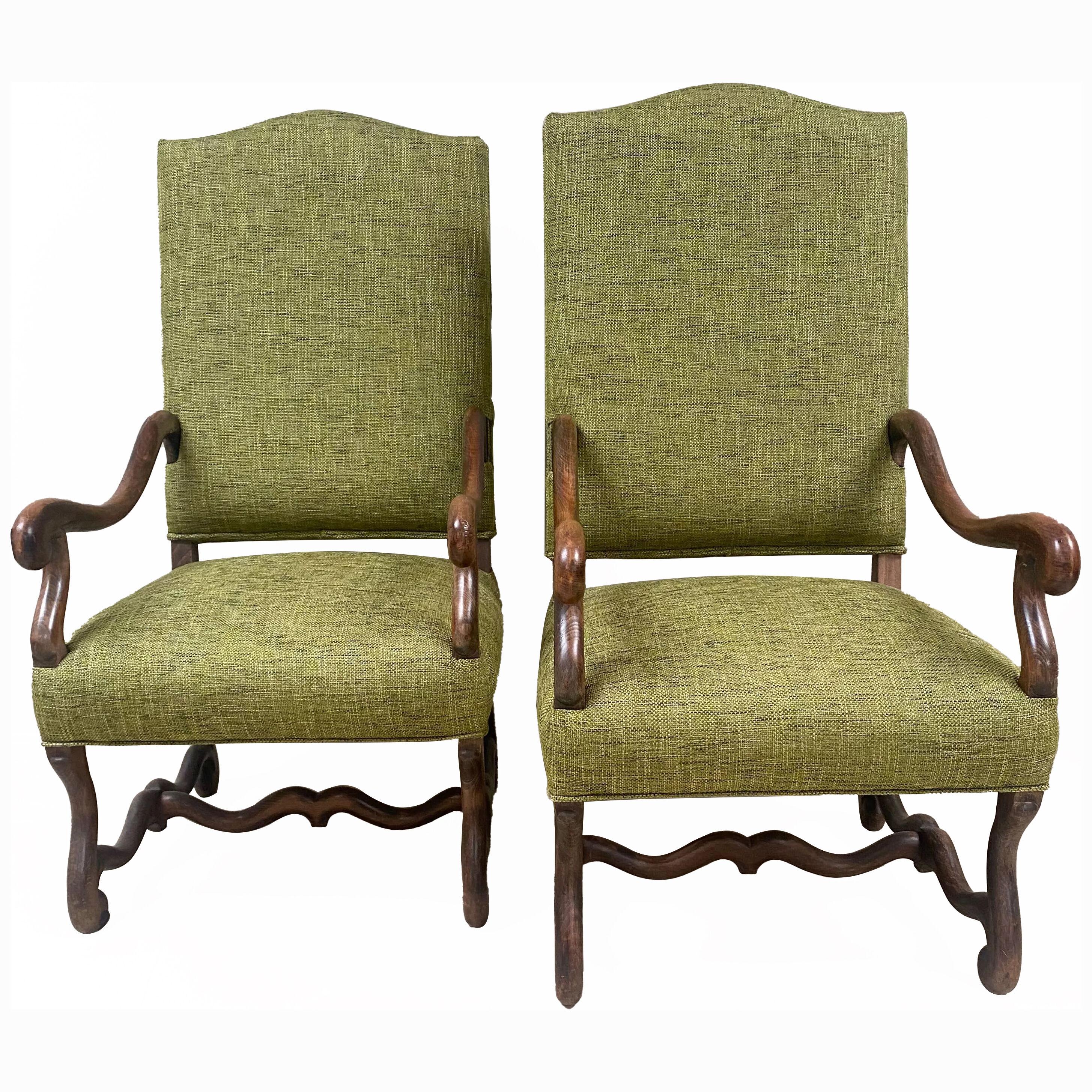 Antique Pair of Louis XIII Armchairs,Walnut,France