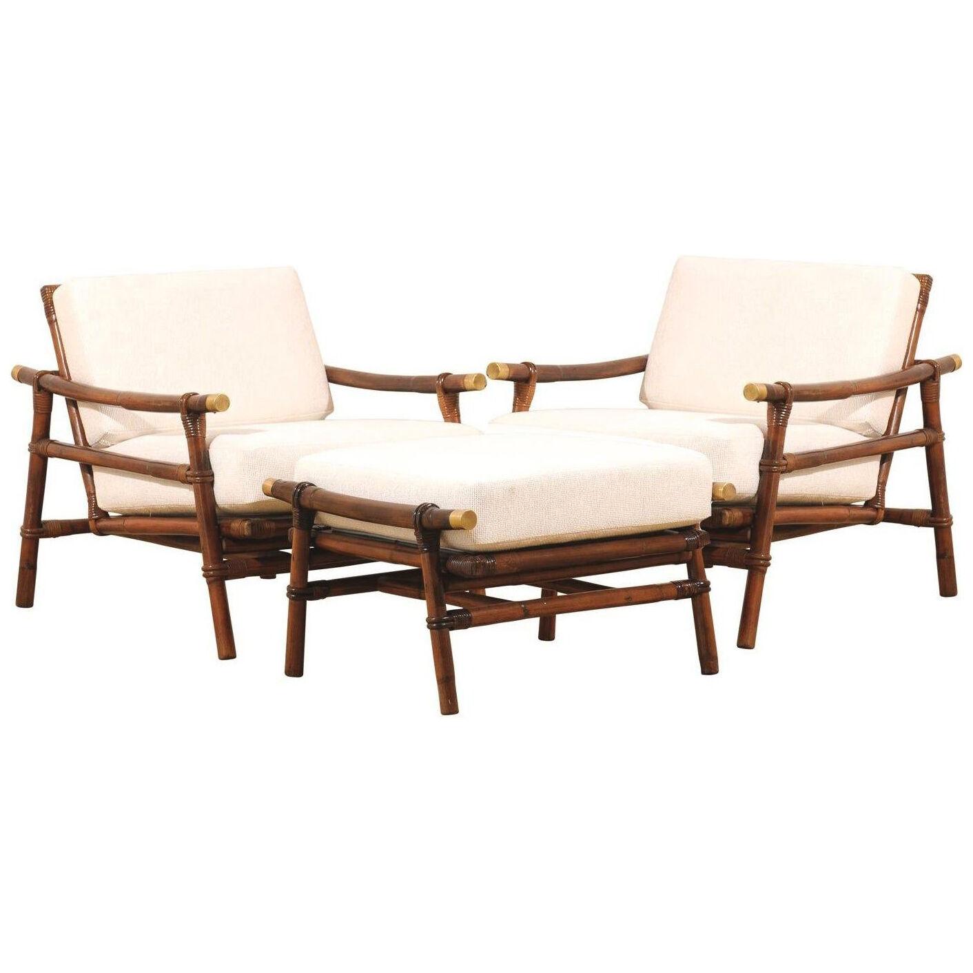 Four Superb Restored Loungers by John Wisner for Ficks Reed, circa 1954