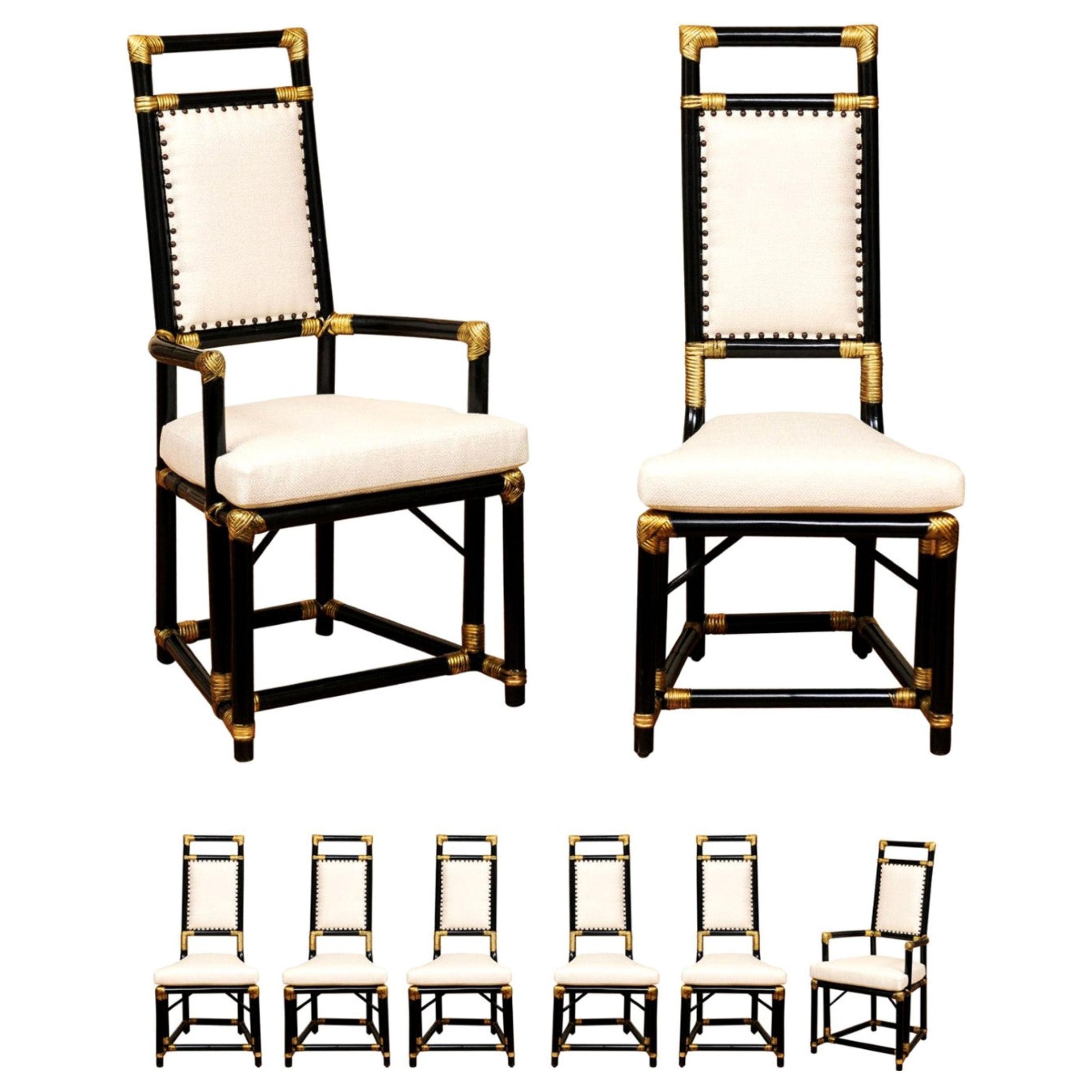 Elegant Restored Set of 8 Throne Dining Chairs by Henry Olko, circa 1955