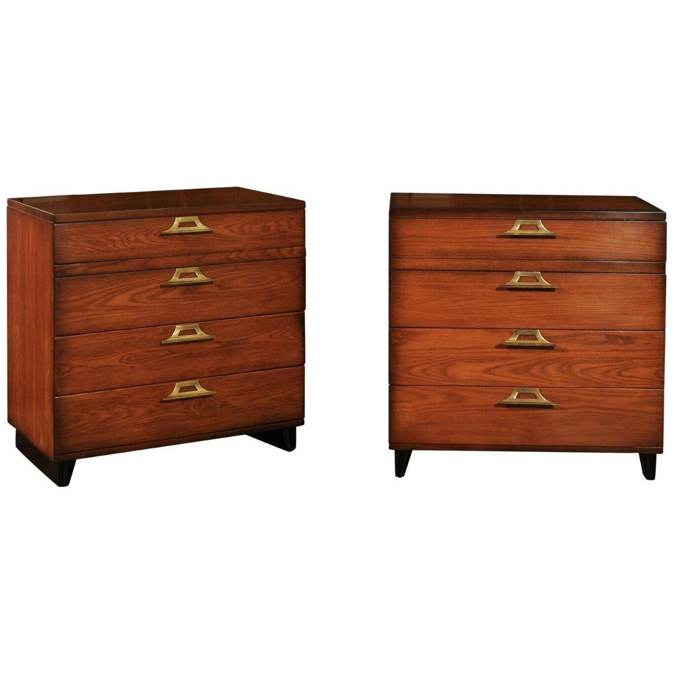 Rare Restored Pair of Pagoda Commodes by John Wisner for Ficks Reed, circa 1954