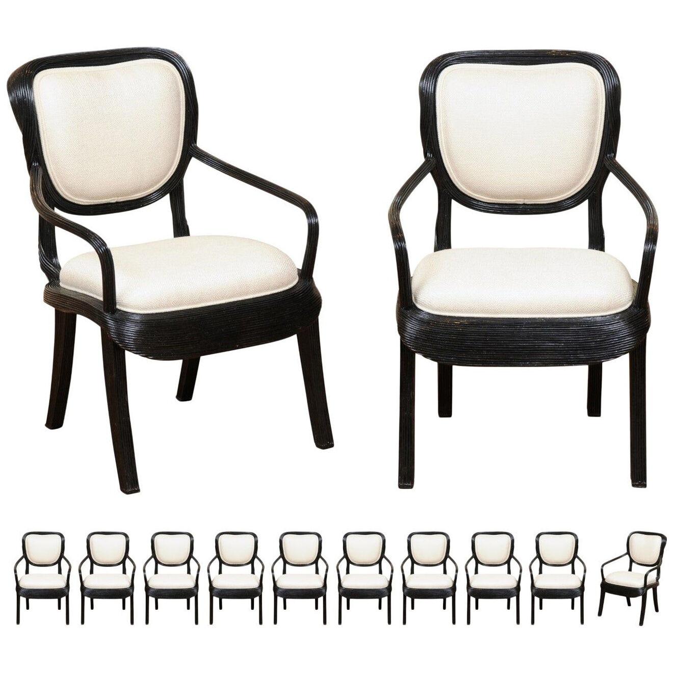 Extraordinary Set of 12 Trompe L'oiel Dining Chairs by Cobonpue, circa 1980
