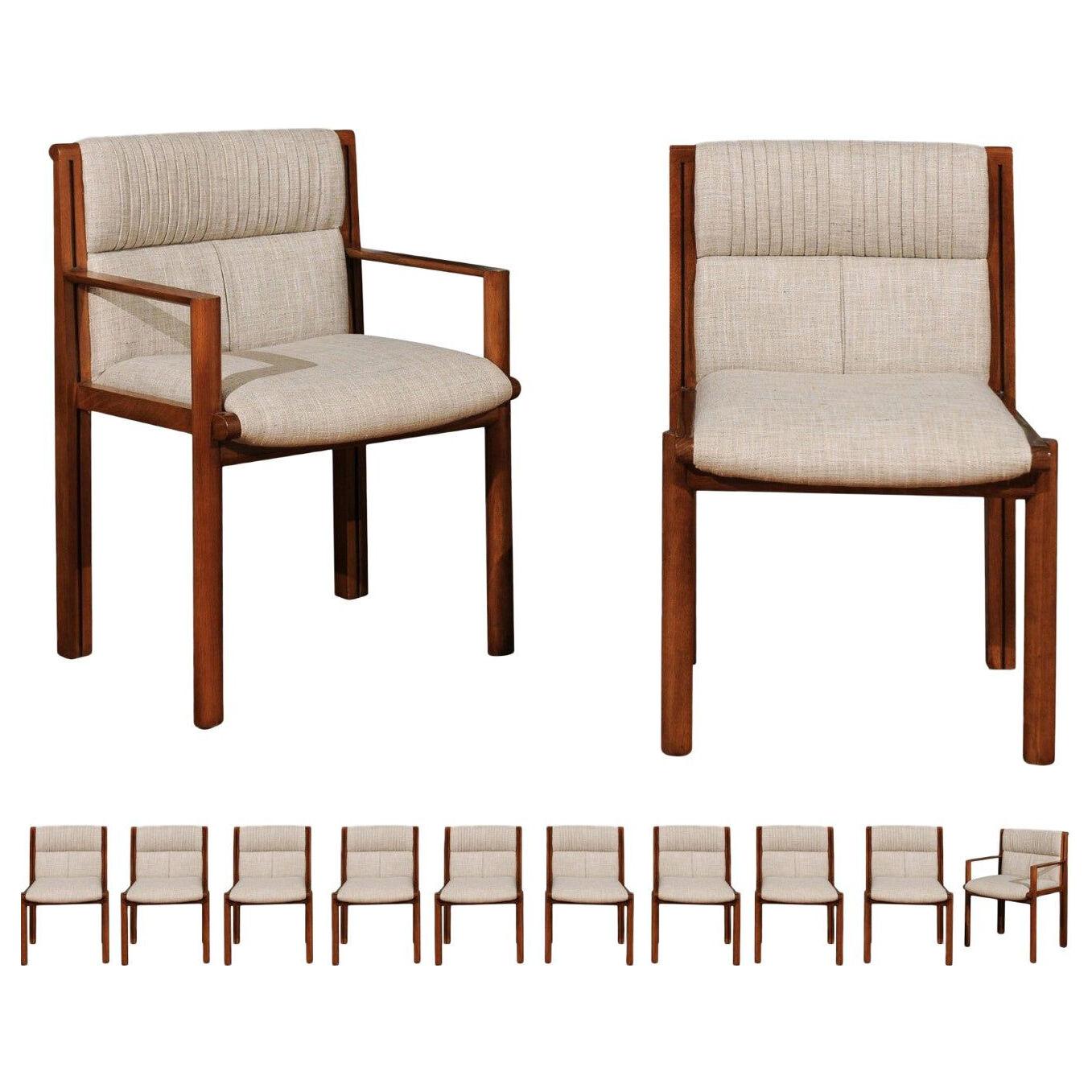 Sublime Restored Set of 12 Dining Chairs by John Saladino for Baker, circa 1985